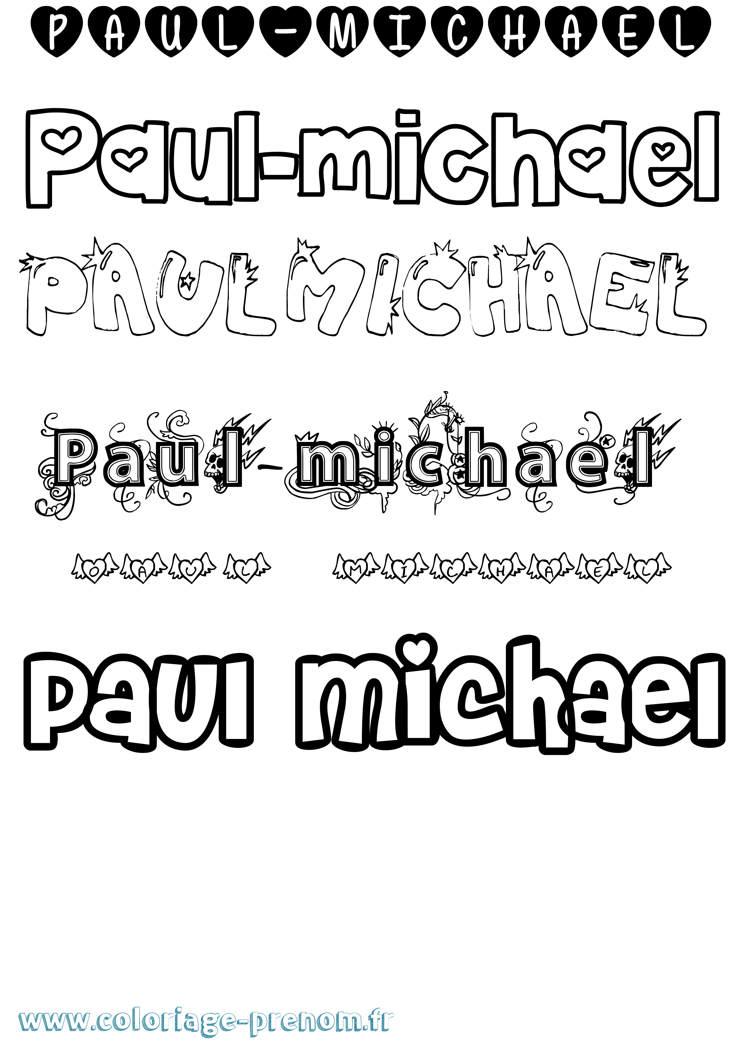 Coloriage Paul-Michael Girly Coloriage prénom Paul-Michael Girly