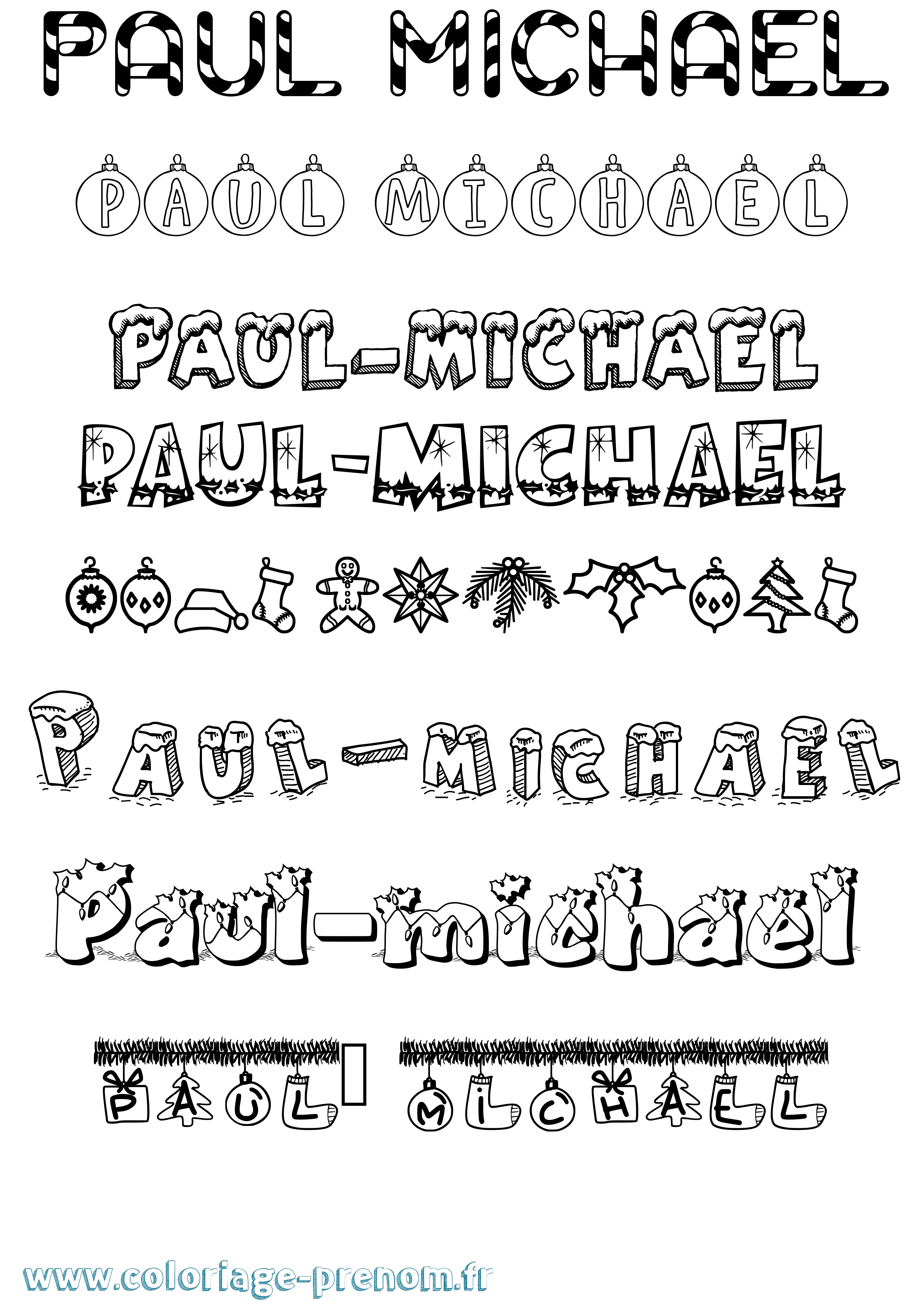 Coloriage Paul-Michael Noël Coloriage prénom Paul-Michael Noël