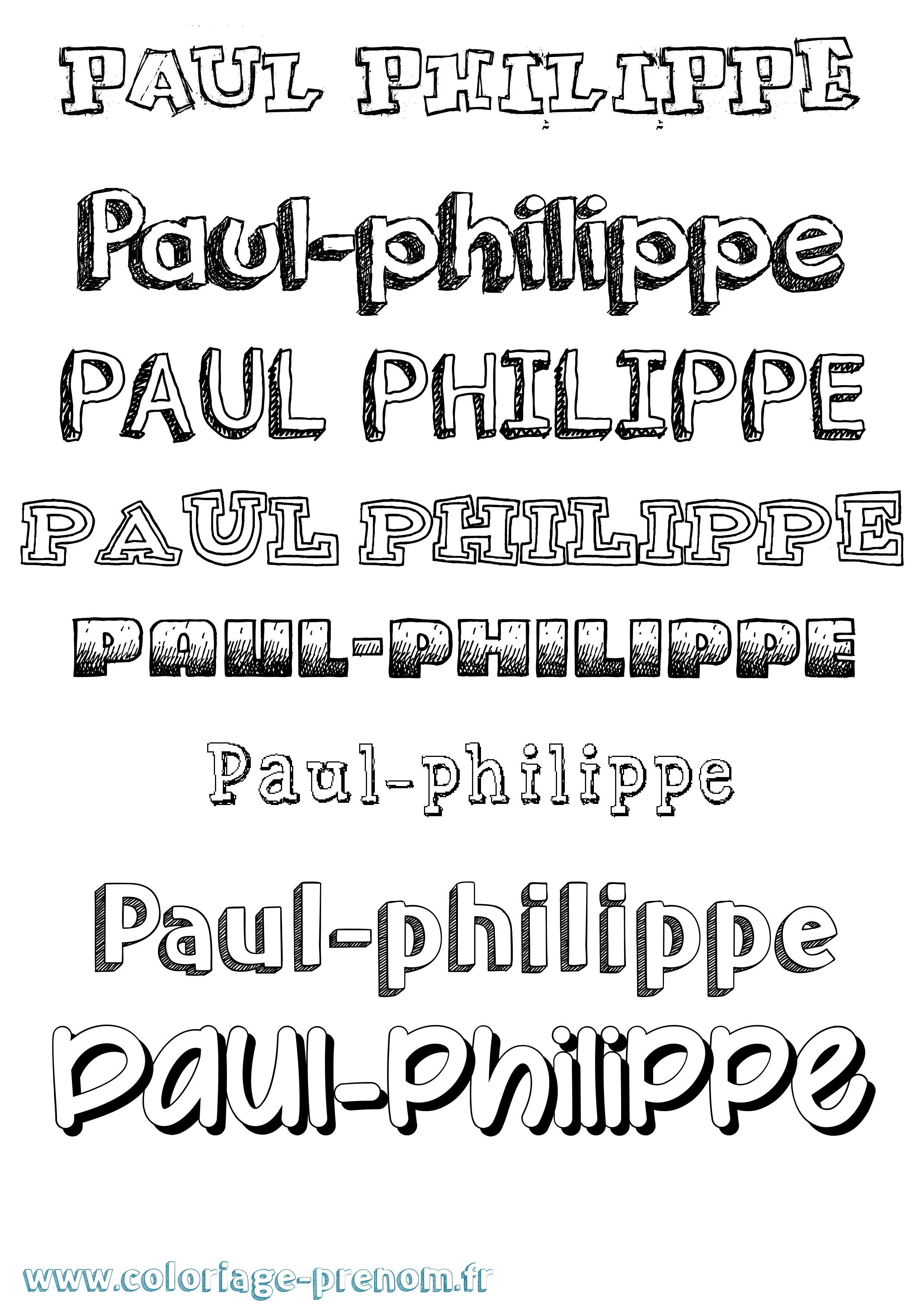 Coloriage Paul-Philippe Dessiné Coloriage prénom Paul-Philippe Dessiné