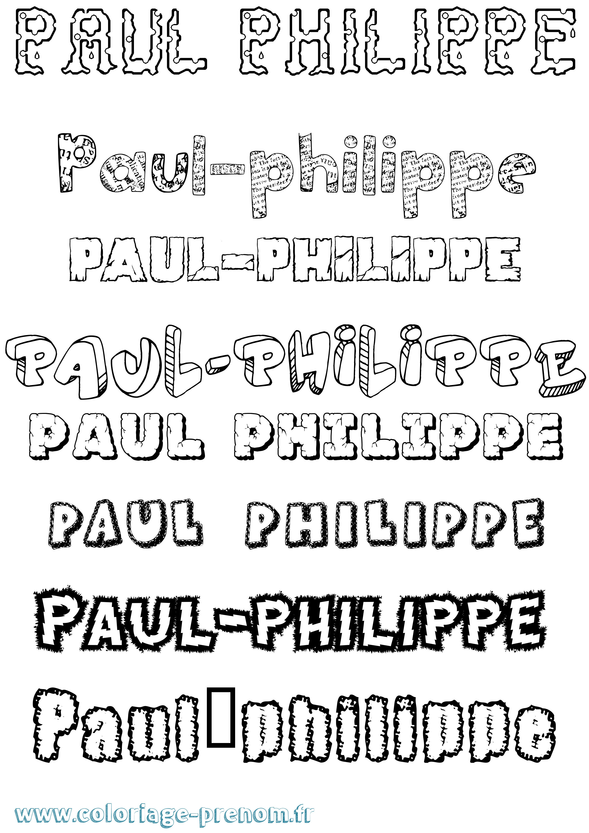 Coloriage Paul-Philippe Destructuré Coloriage prénom Paul-Philippe Destructuré