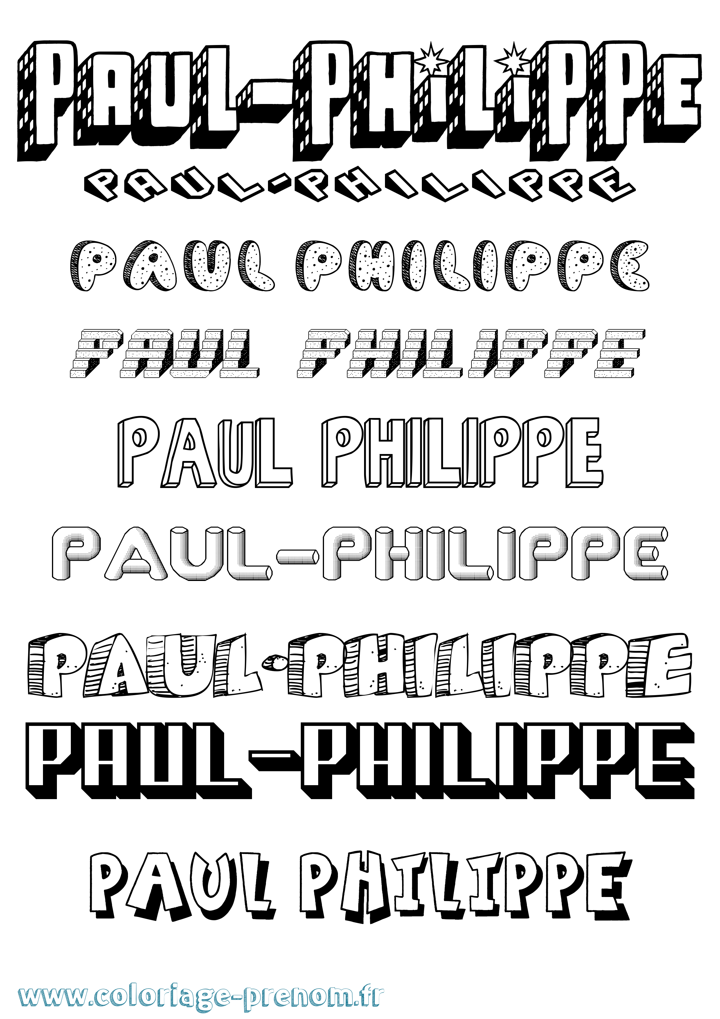Coloriage Paul-Philippe Effet 3D Coloriage prénom Paul-Philippe Effet 3D