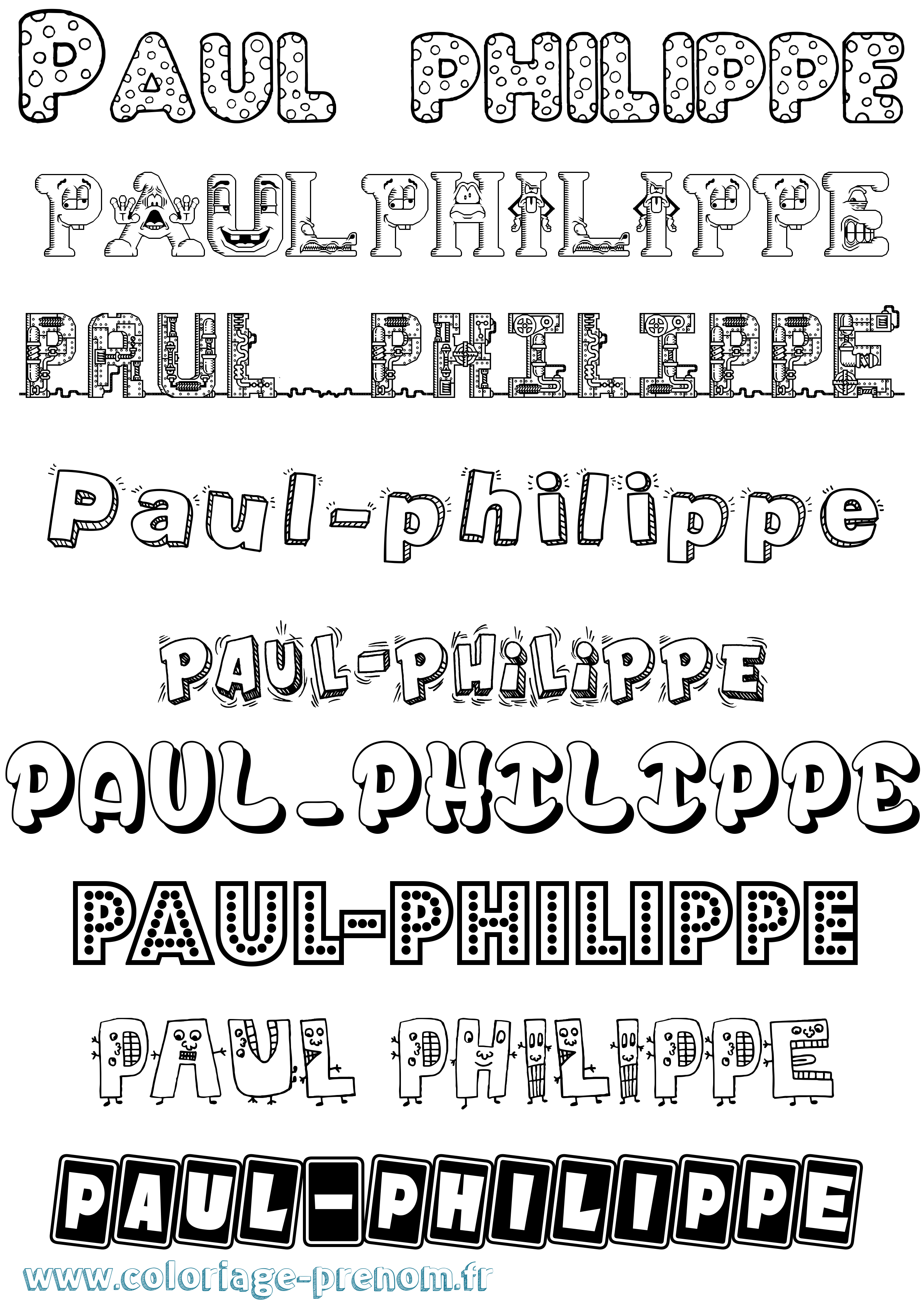 Coloriage Paul-Philippe Fun Coloriage prénom Paul-Philippe Fun