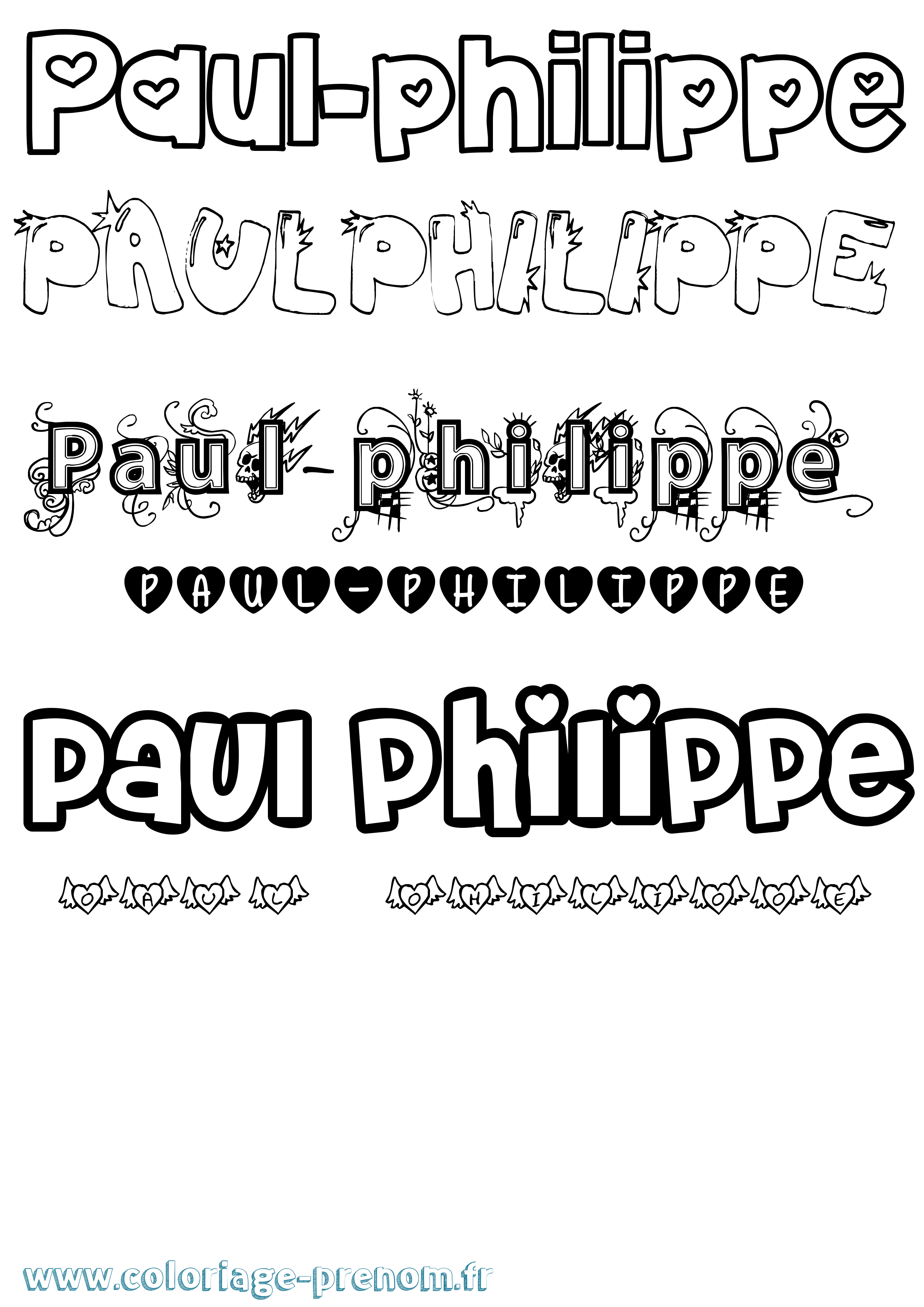 Coloriage Paul-Philippe Girly Coloriage prénom Paul-Philippe Girly