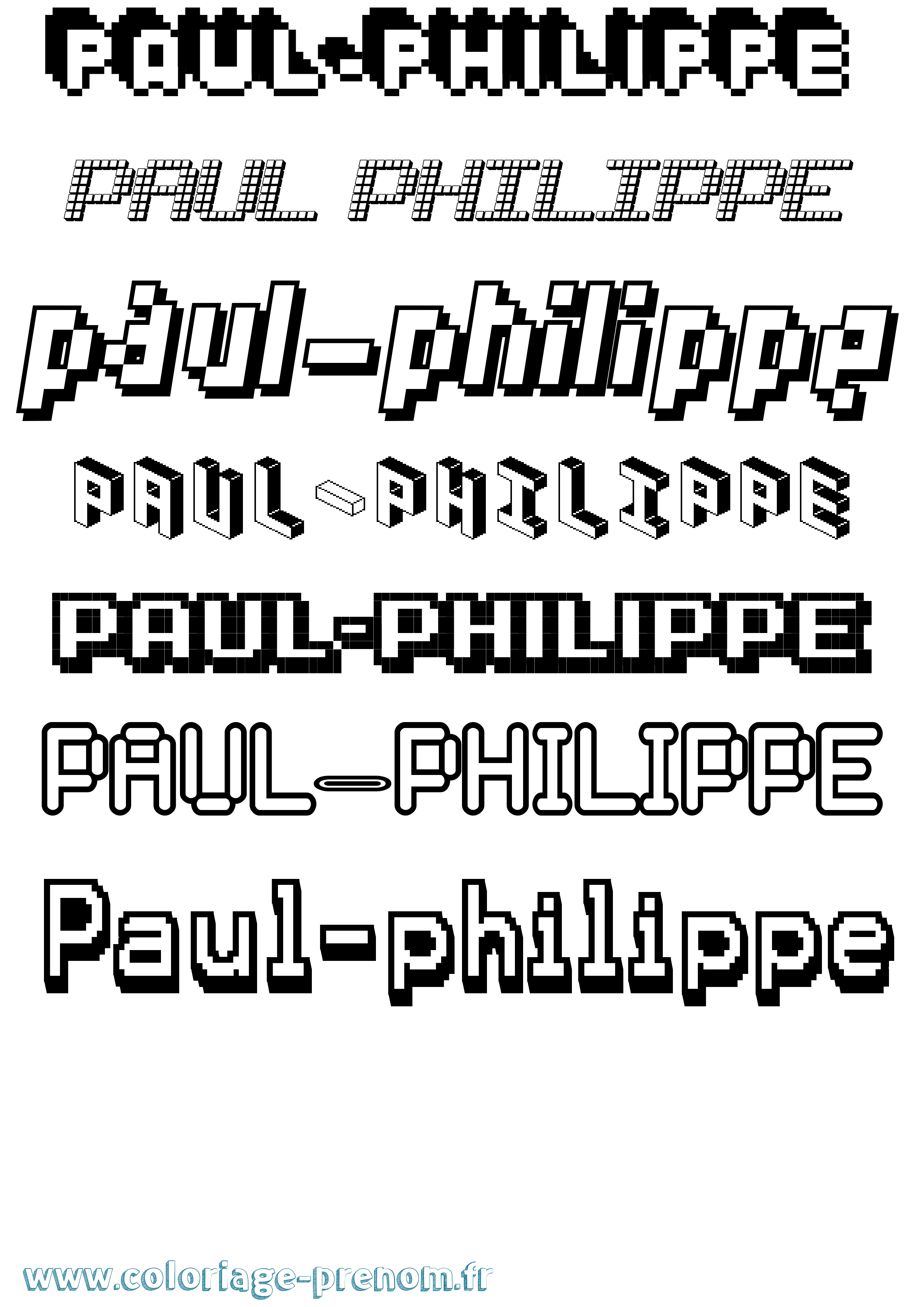 Coloriage Paul-Philippe Pixel Coloriage prénom Paul-Philippe Pixel