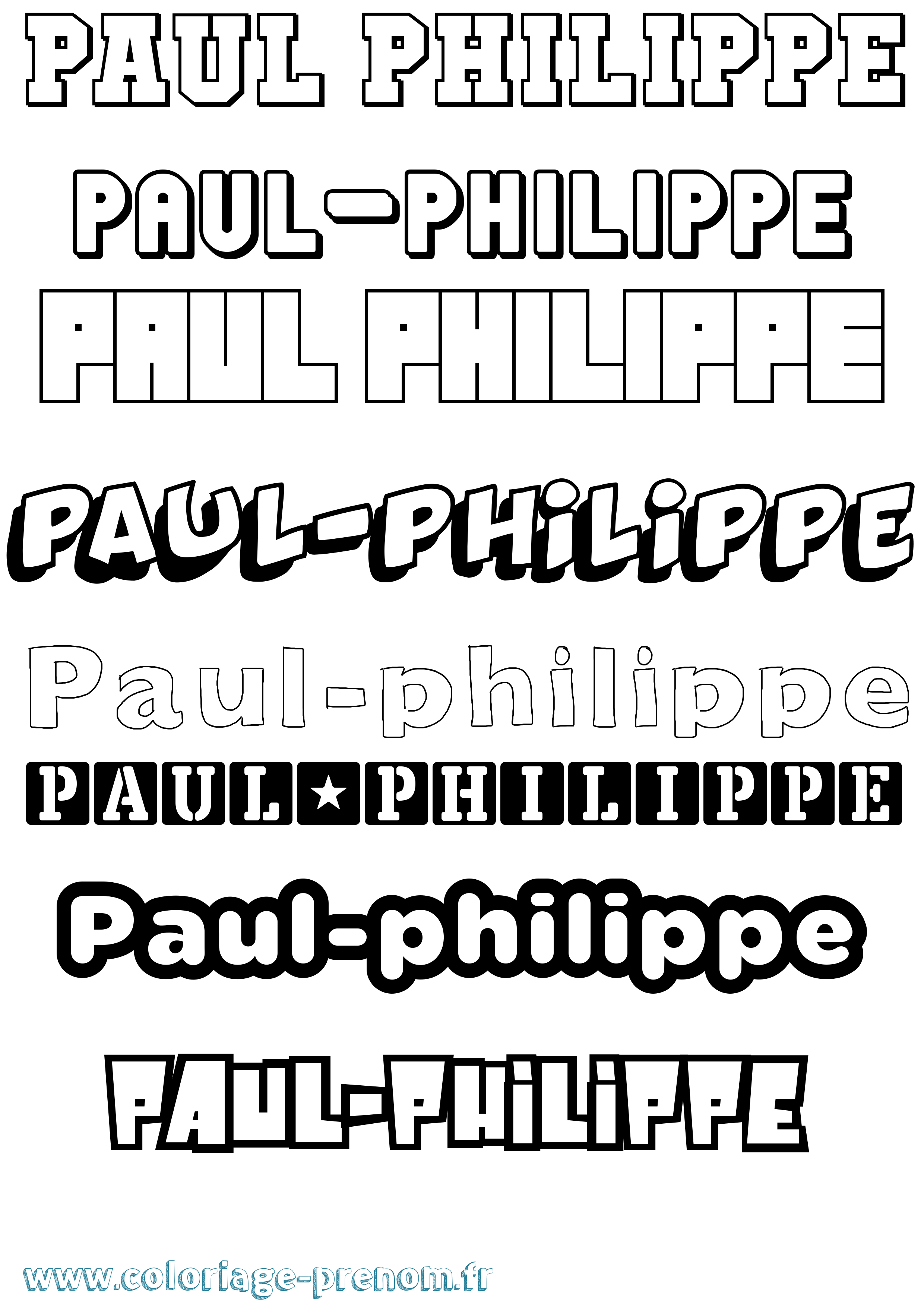 Coloriage Paul-Philippe Simple Coloriage prénom Paul-Philippe Simple