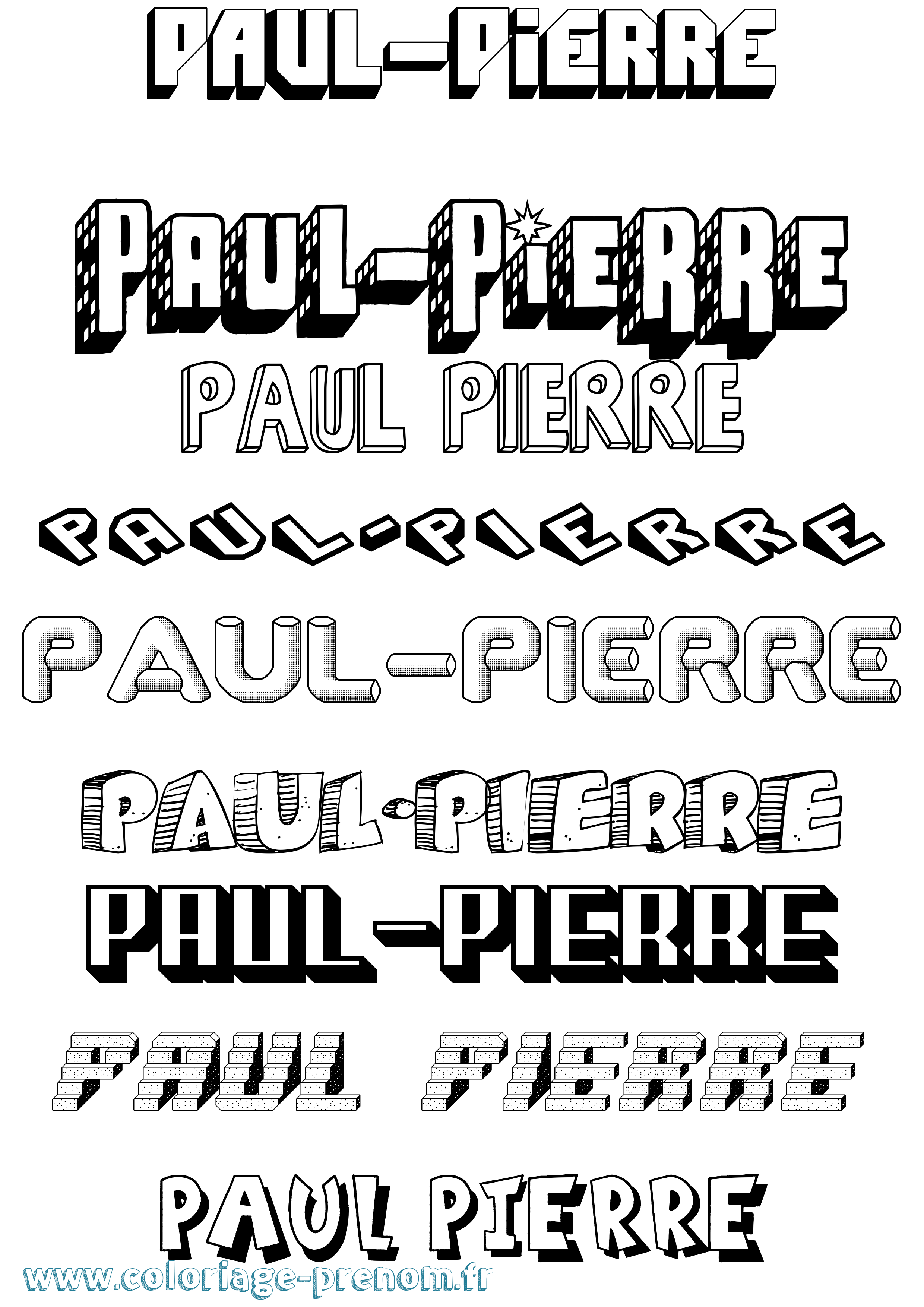 Coloriage Paul-Pierre Effet 3D Coloriage prénom Paul-Pierre Effet 3D