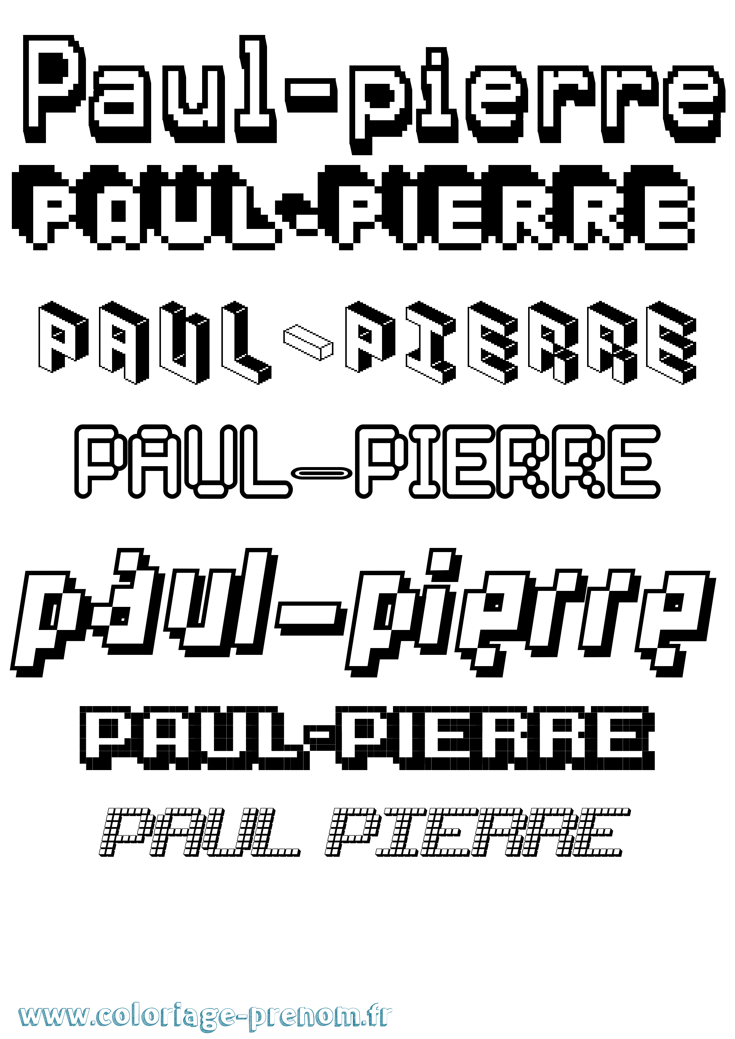 Coloriage Paul-Pierre Pixel Coloriage prénom Paul-Pierre Pixel