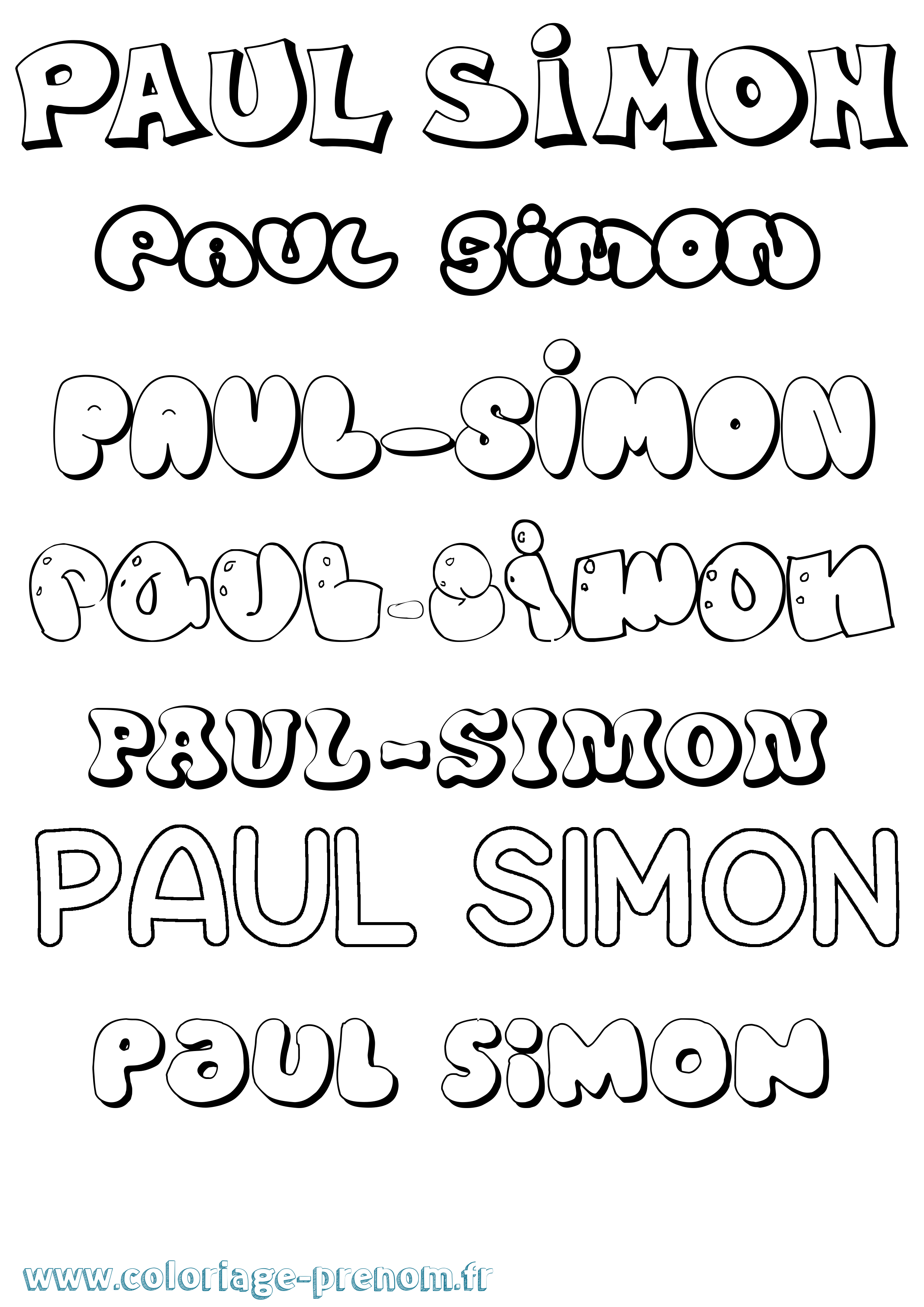 Coloriage Paul-Simon Bubble Coloriage prénom Paul-Simon Bubble