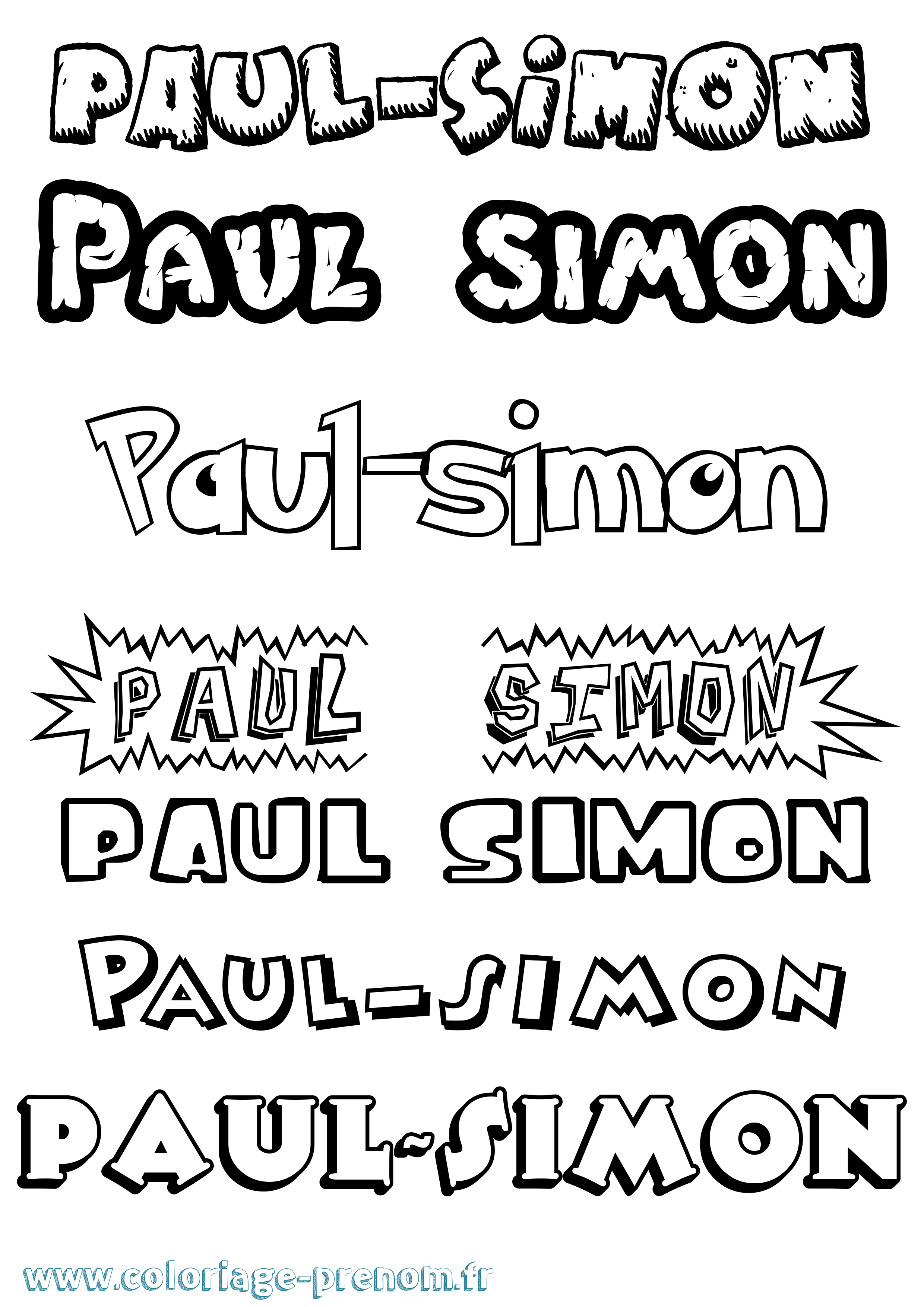 Coloriage Paul-Simon Dessin Animé Coloriage prénom Paul-Simon Dessin Animé