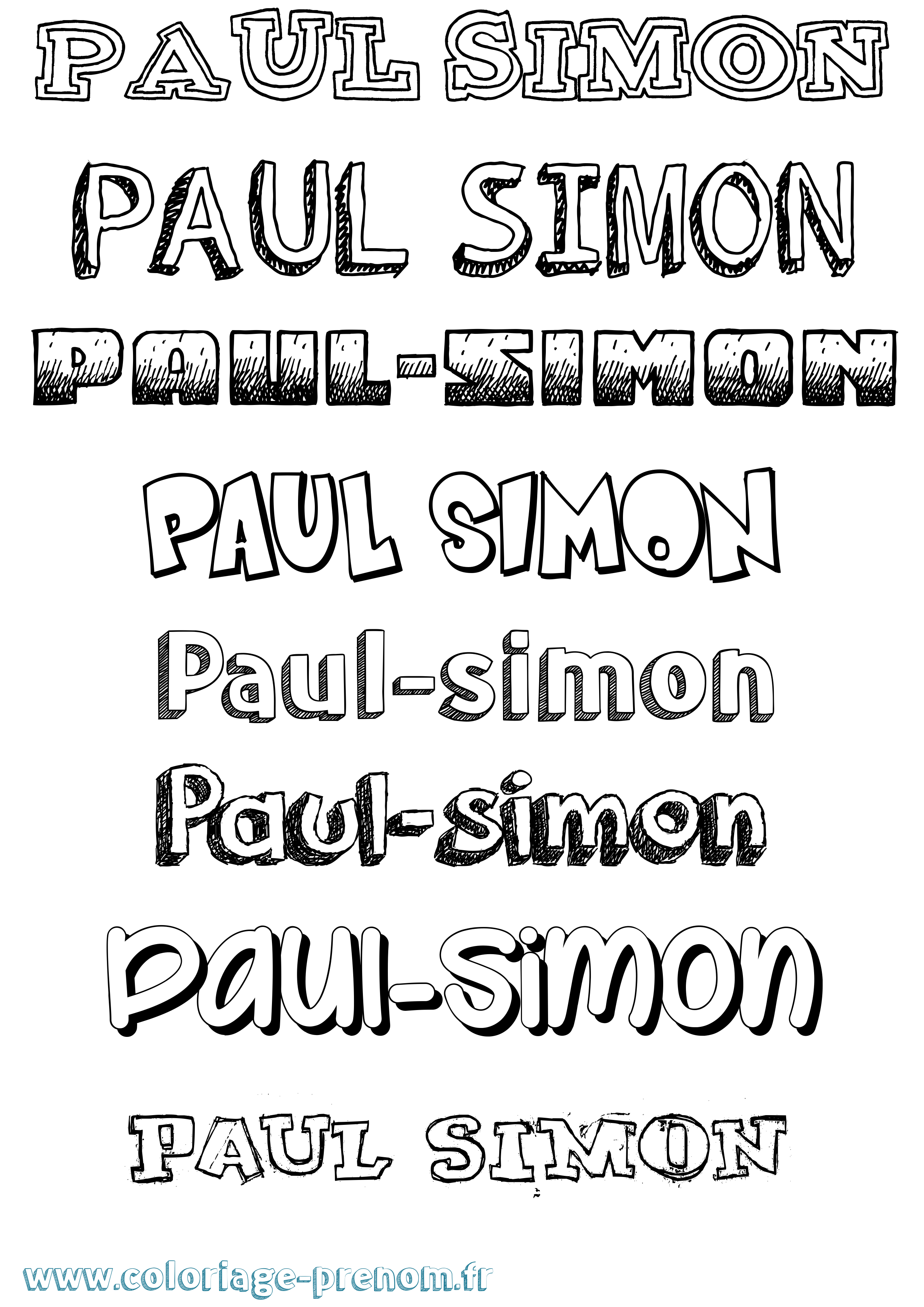 Coloriage Paul-Simon Dessiné Coloriage prénom Paul-Simon Dessiné