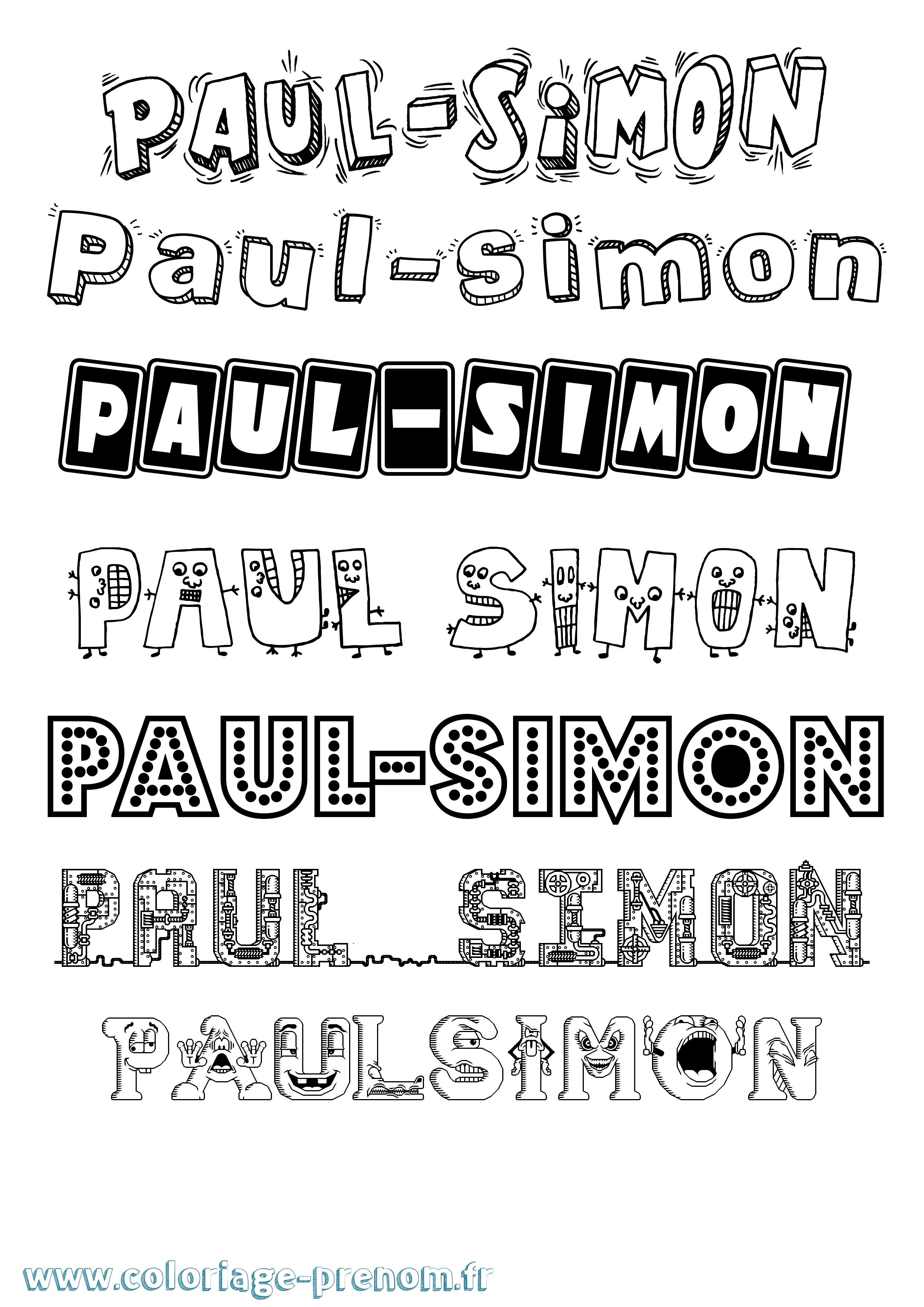 Coloriage Paul-Simon Fun Coloriage prénom Paul-Simon Fun