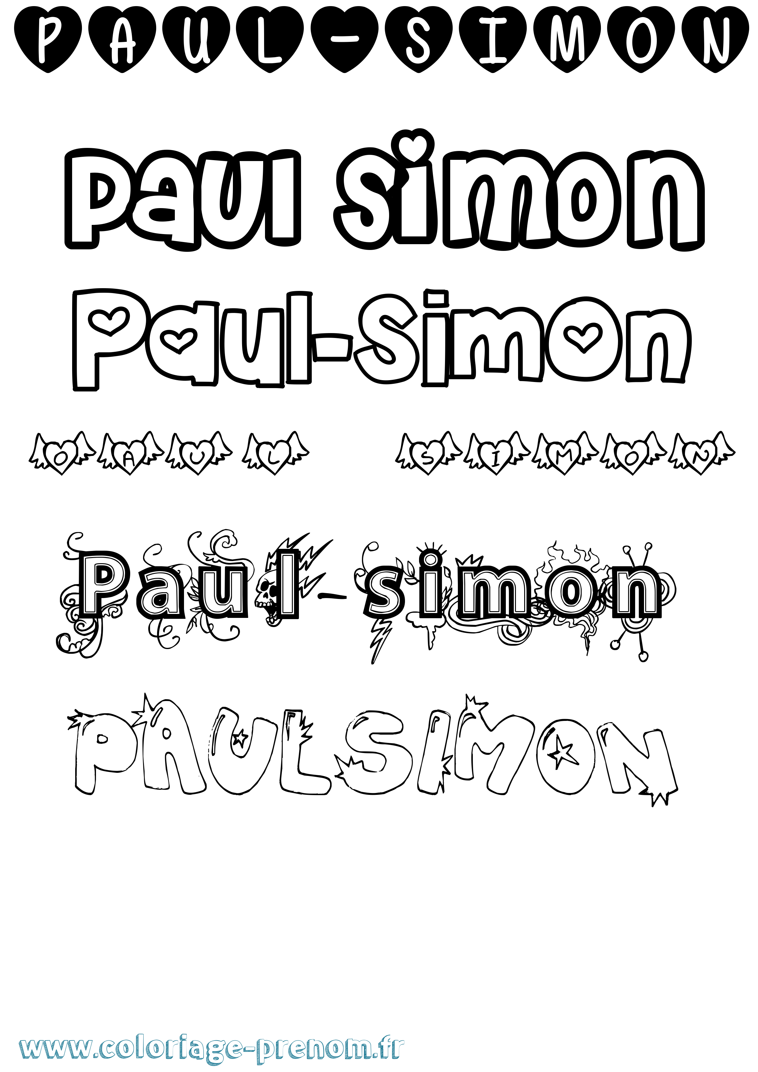Coloriage Paul-Simon Girly Coloriage prénom Paul-Simon Girly