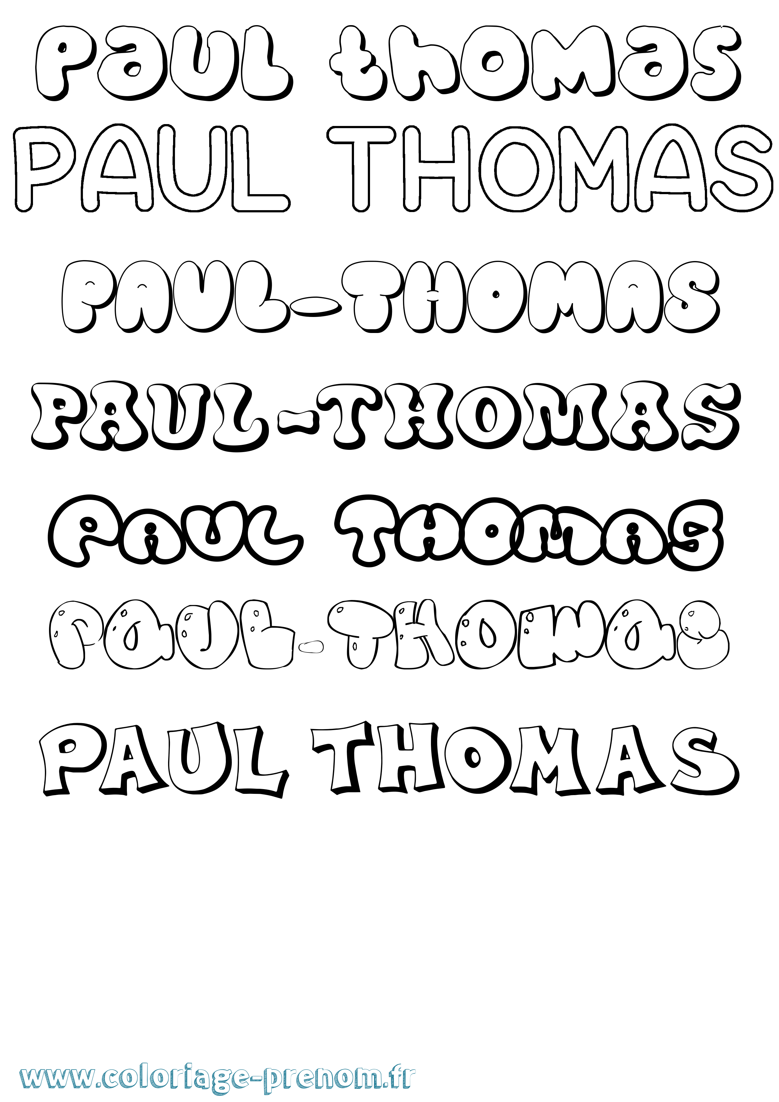 Coloriage Paul-Thomas Bubble Coloriage prénom Paul-Thomas Bubble