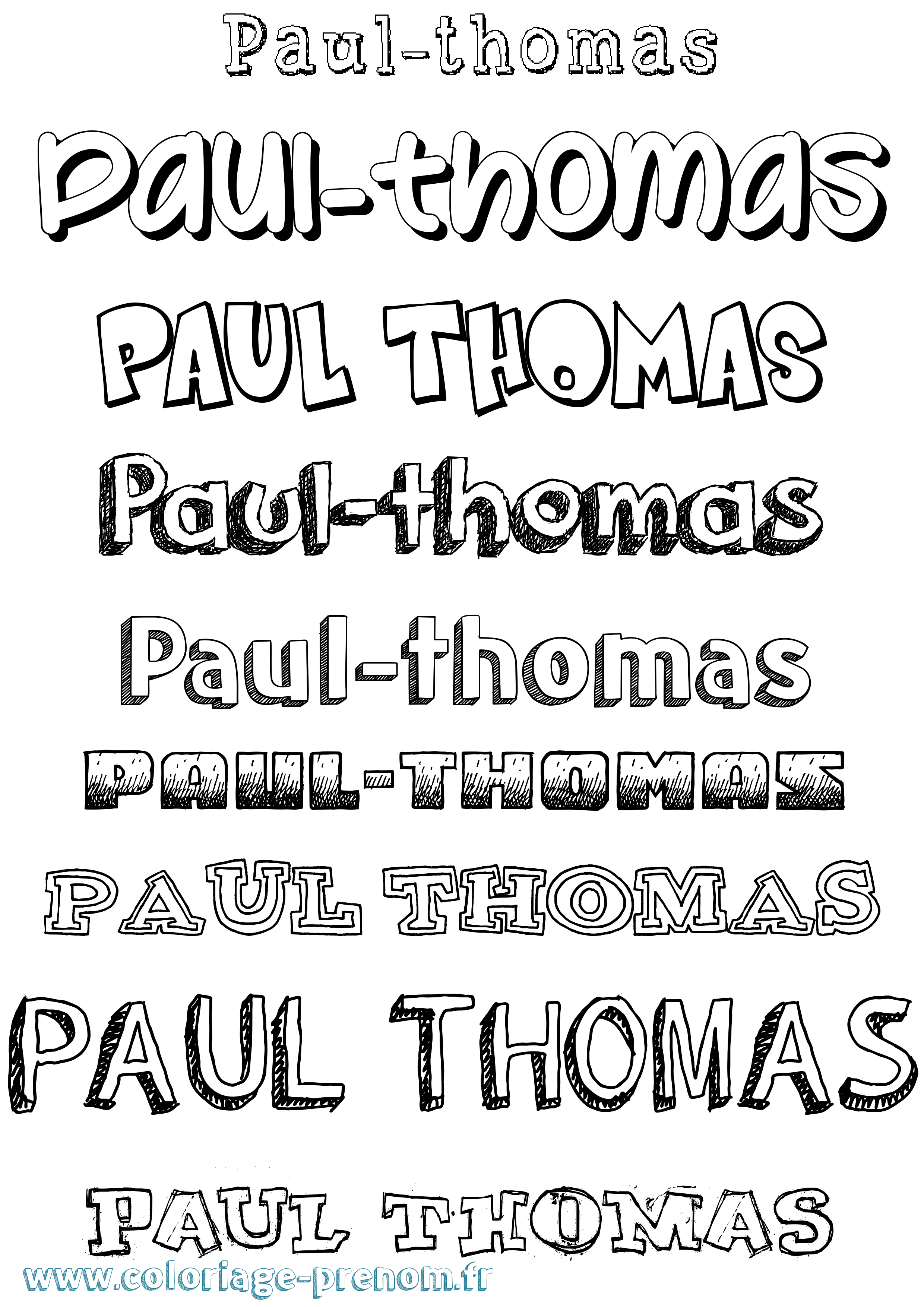 Coloriage Paul-Thomas Dessiné Coloriage prénom Paul-Thomas Dessiné