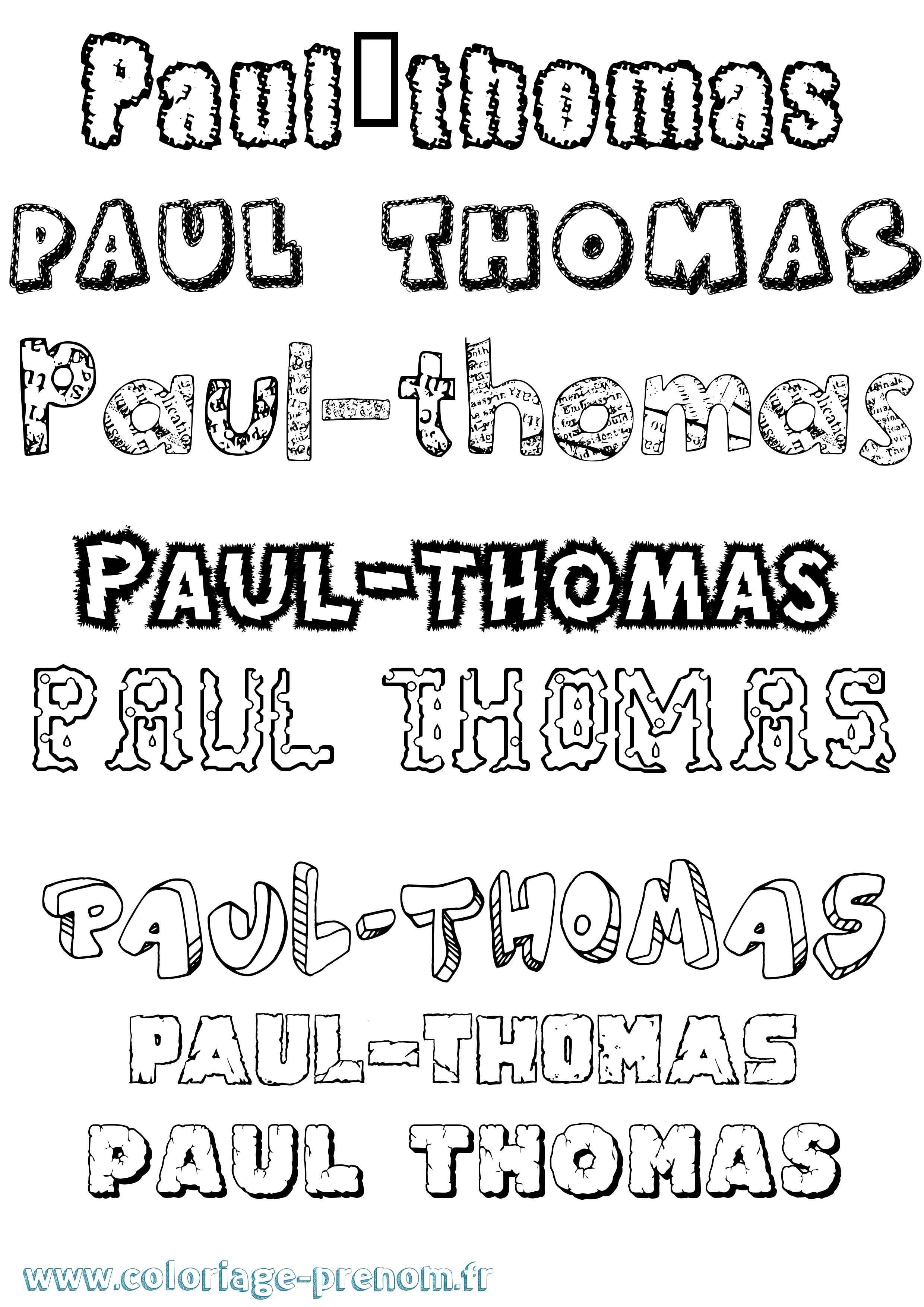 Coloriage Paul-Thomas Destructuré Coloriage prénom Paul-Thomas Destructuré
