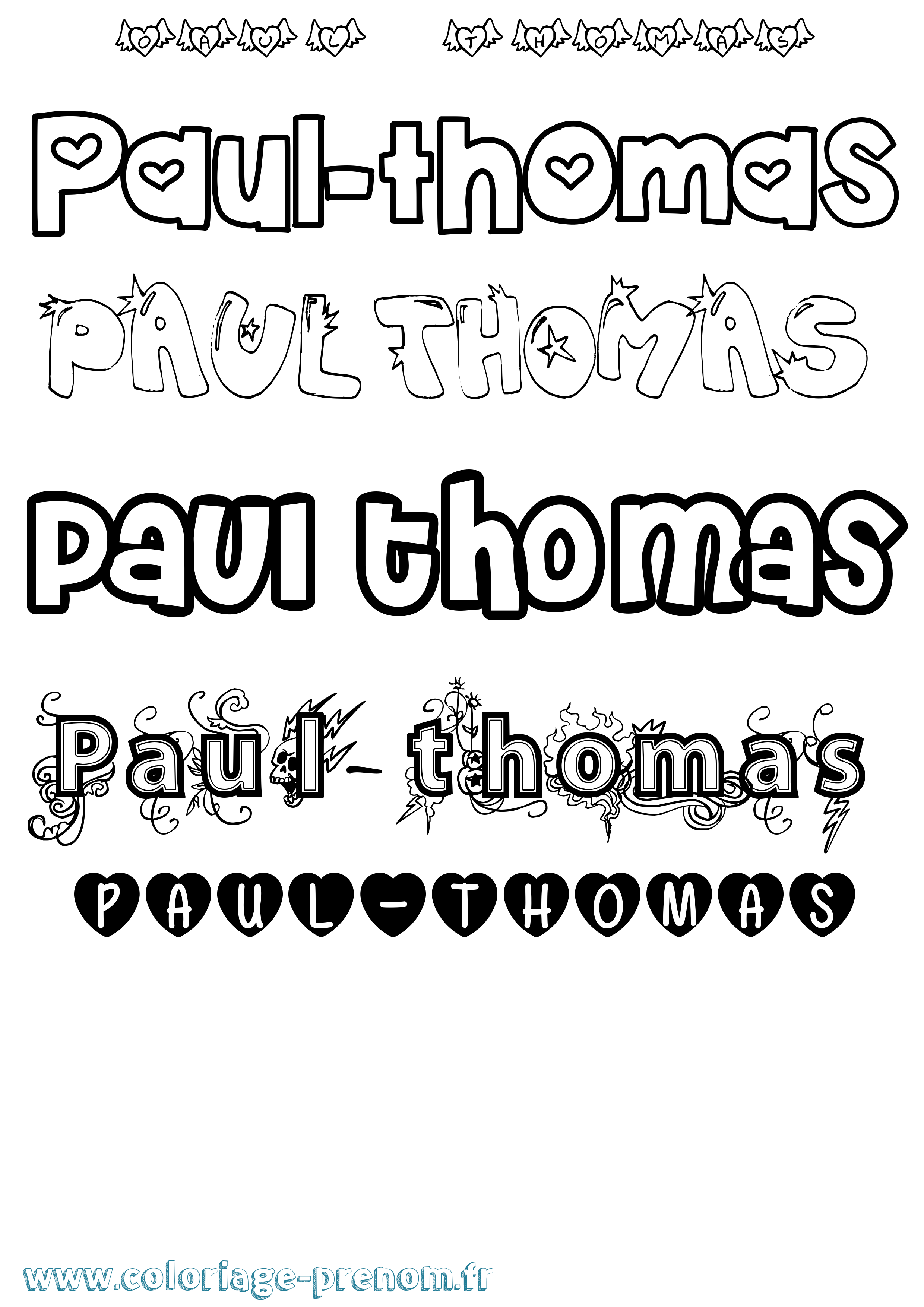 Coloriage Paul-Thomas Girly Coloriage prénom Paul-Thomas Girly