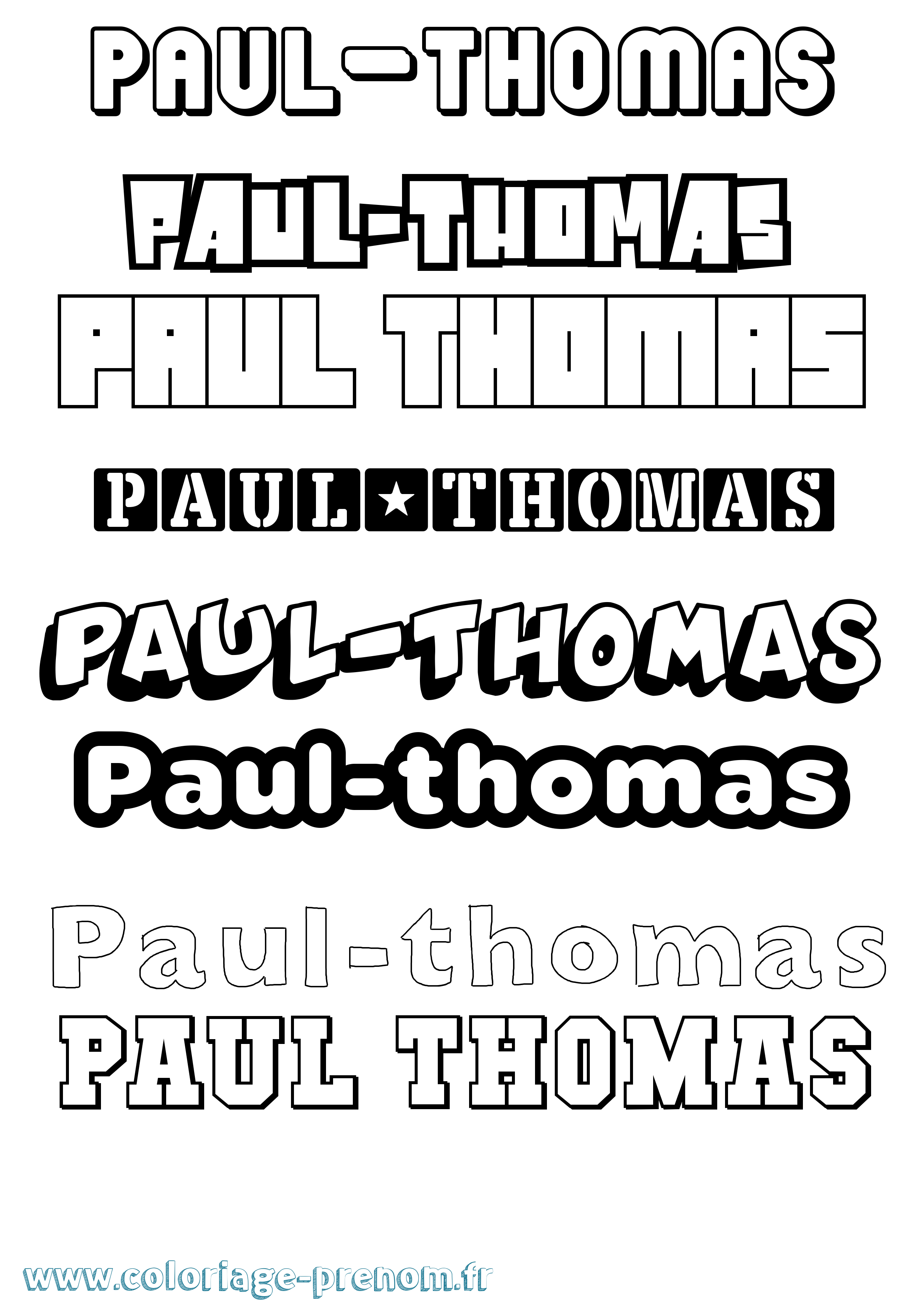 Coloriage Paul-Thomas Simple Coloriage prénom Paul-Thomas Simple