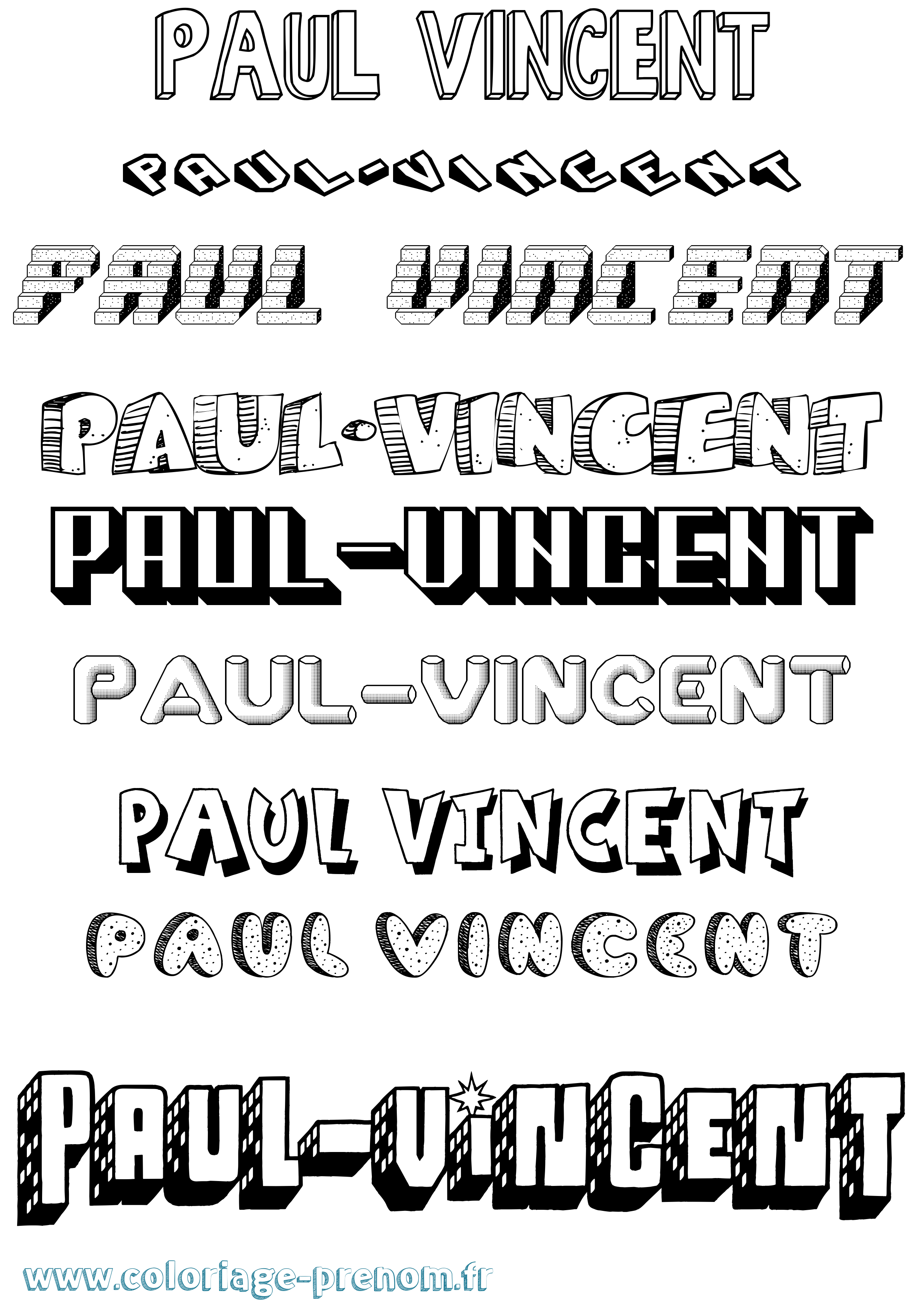 Coloriage Paul-Vincent Effet 3D Coloriage prénom Paul-Vincent Effet 3D