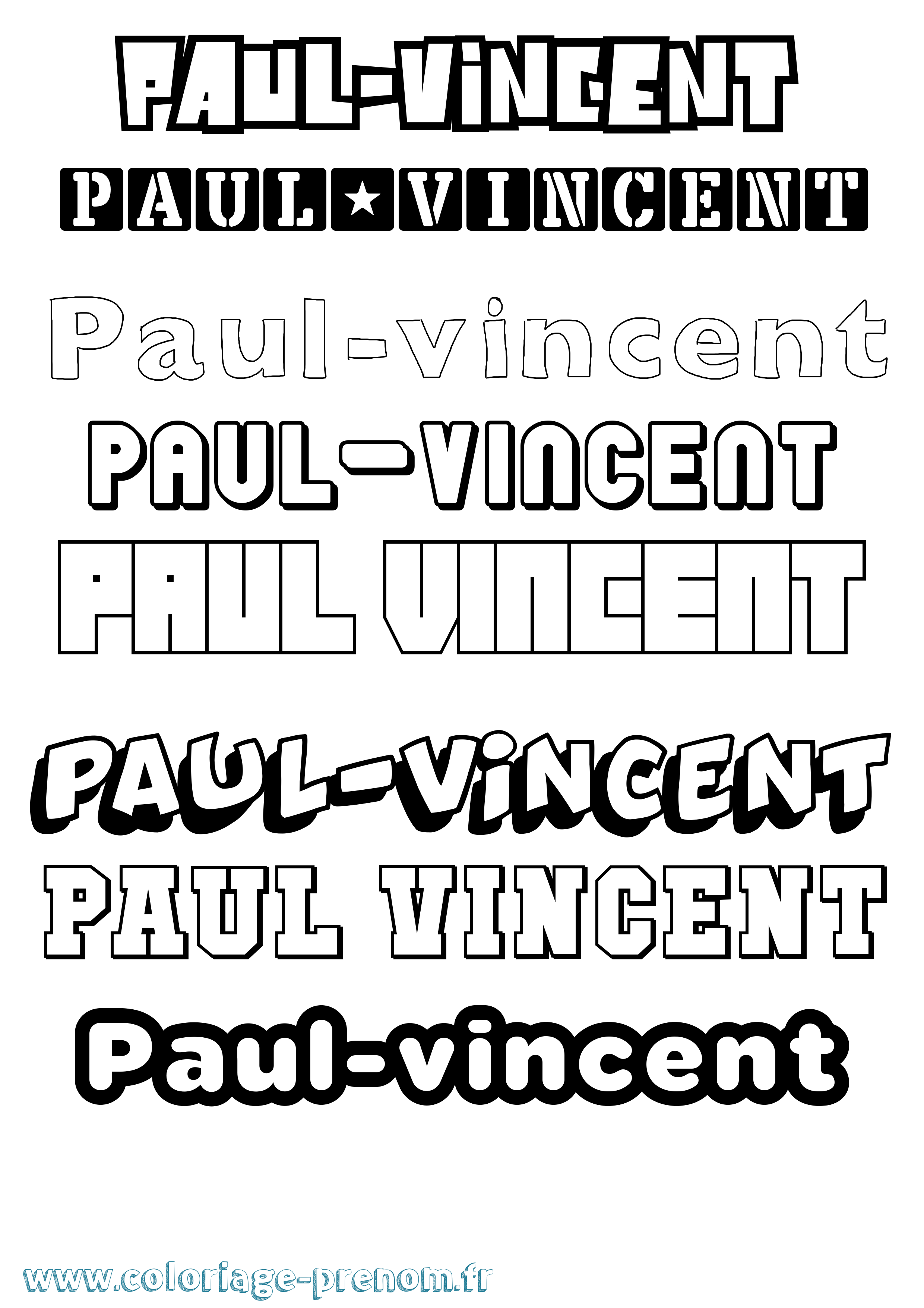 Coloriage Paul-Vincent Simple Coloriage prénom Paul-Vincent Simple
