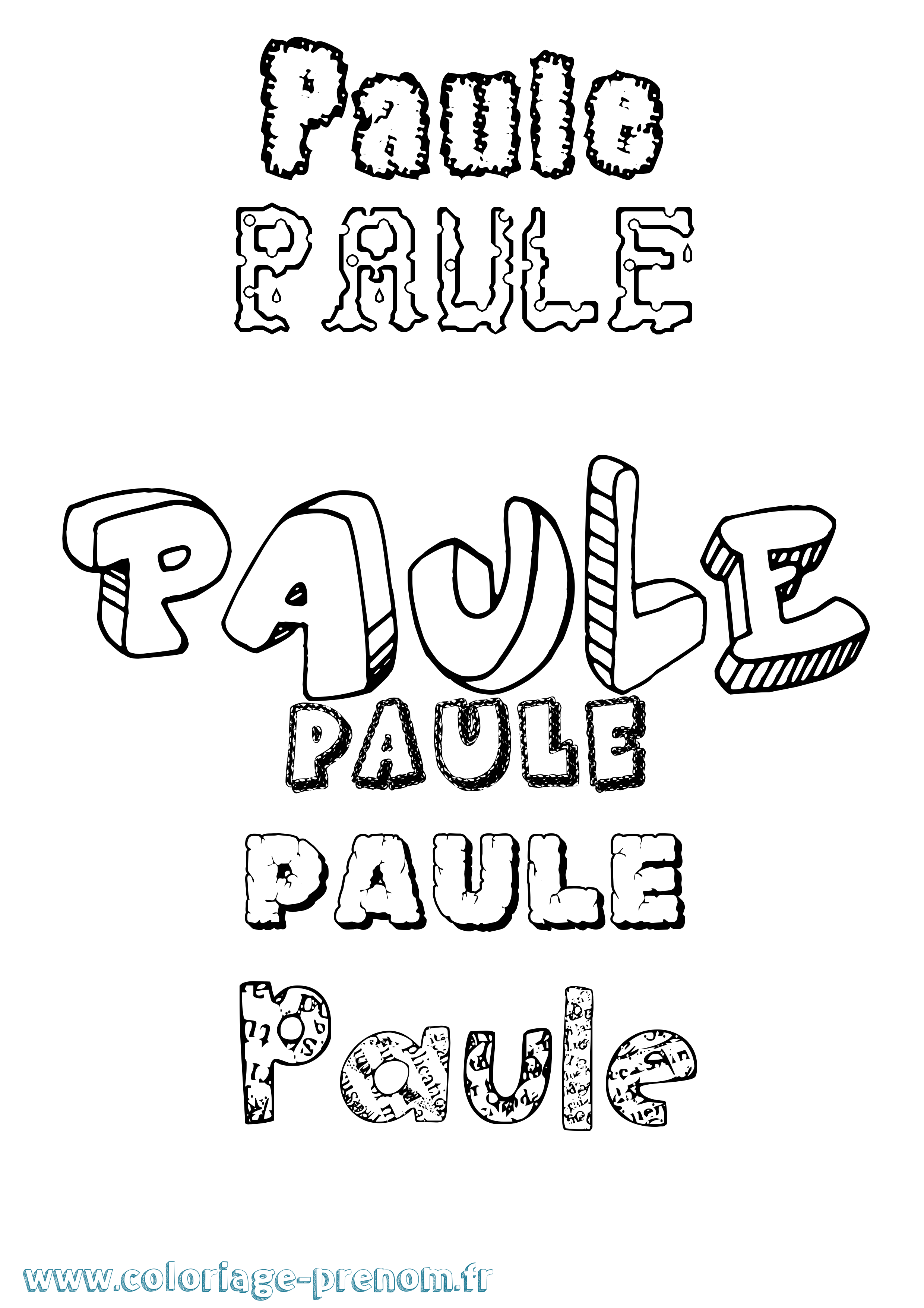 Coloriage Paule Destructuré Coloriage prénom Paule Destructuré