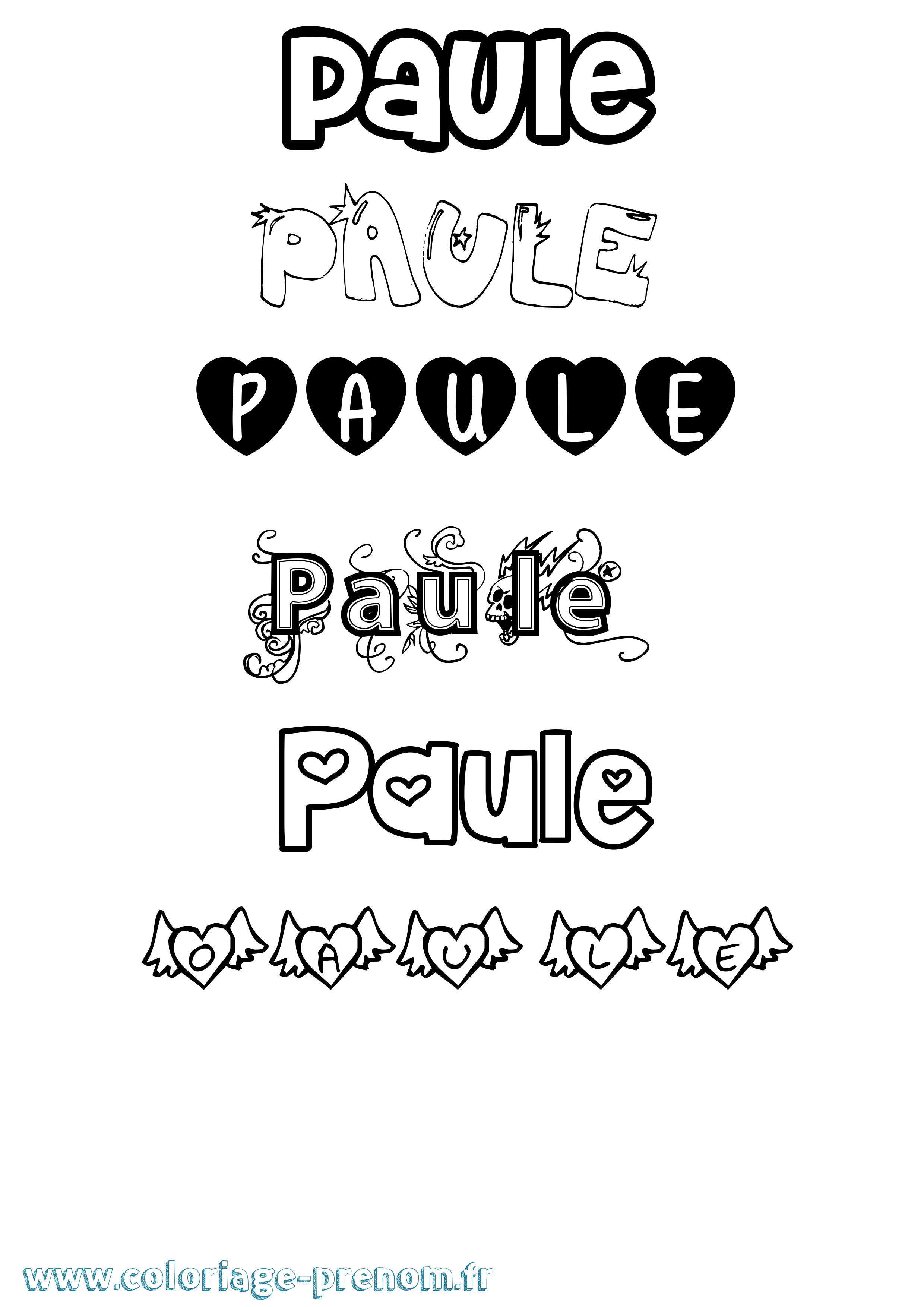Coloriage Paule Girly Coloriage prénom Paule Girly