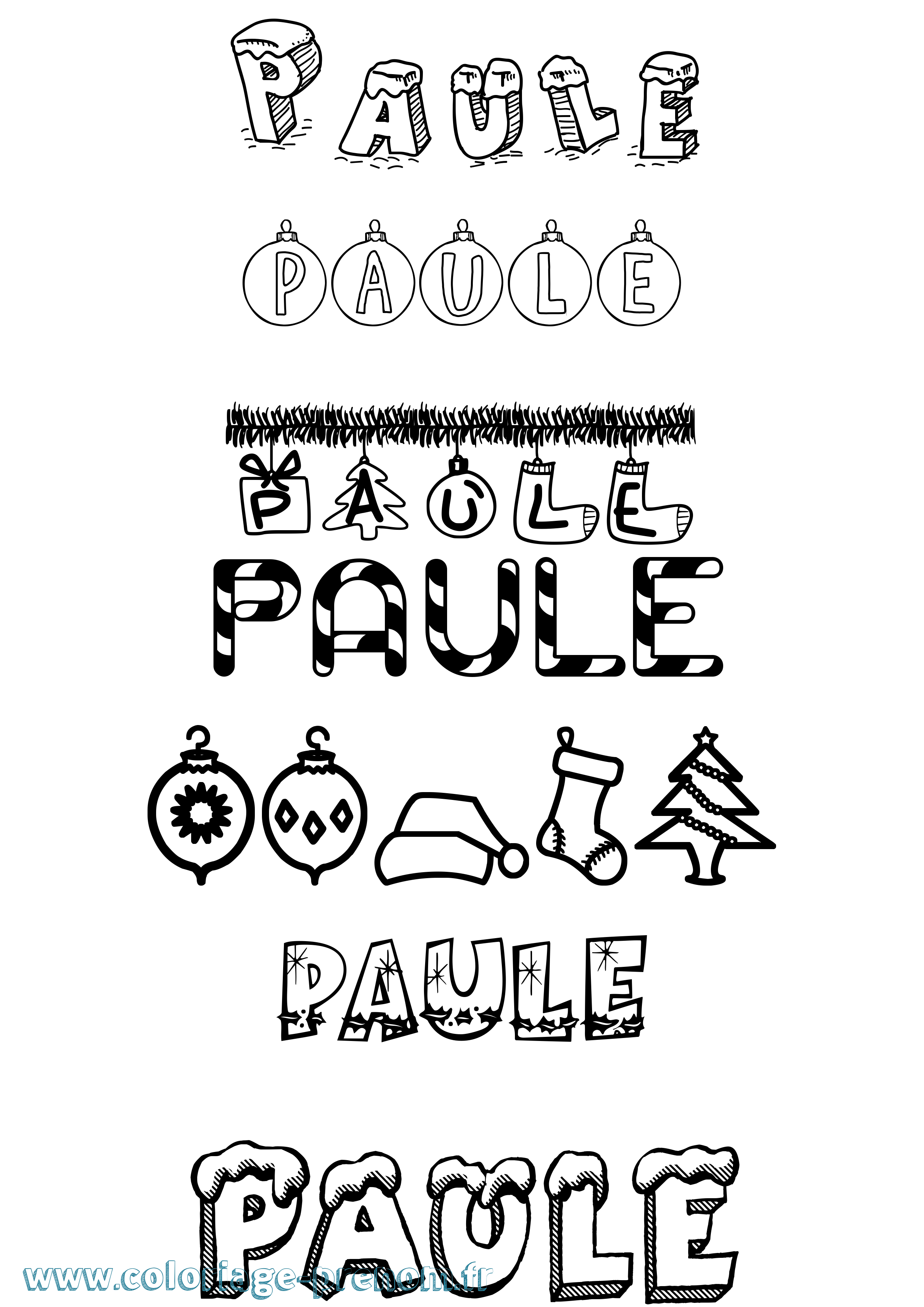 Coloriage Paule Noël Coloriage prénom Paule Noël