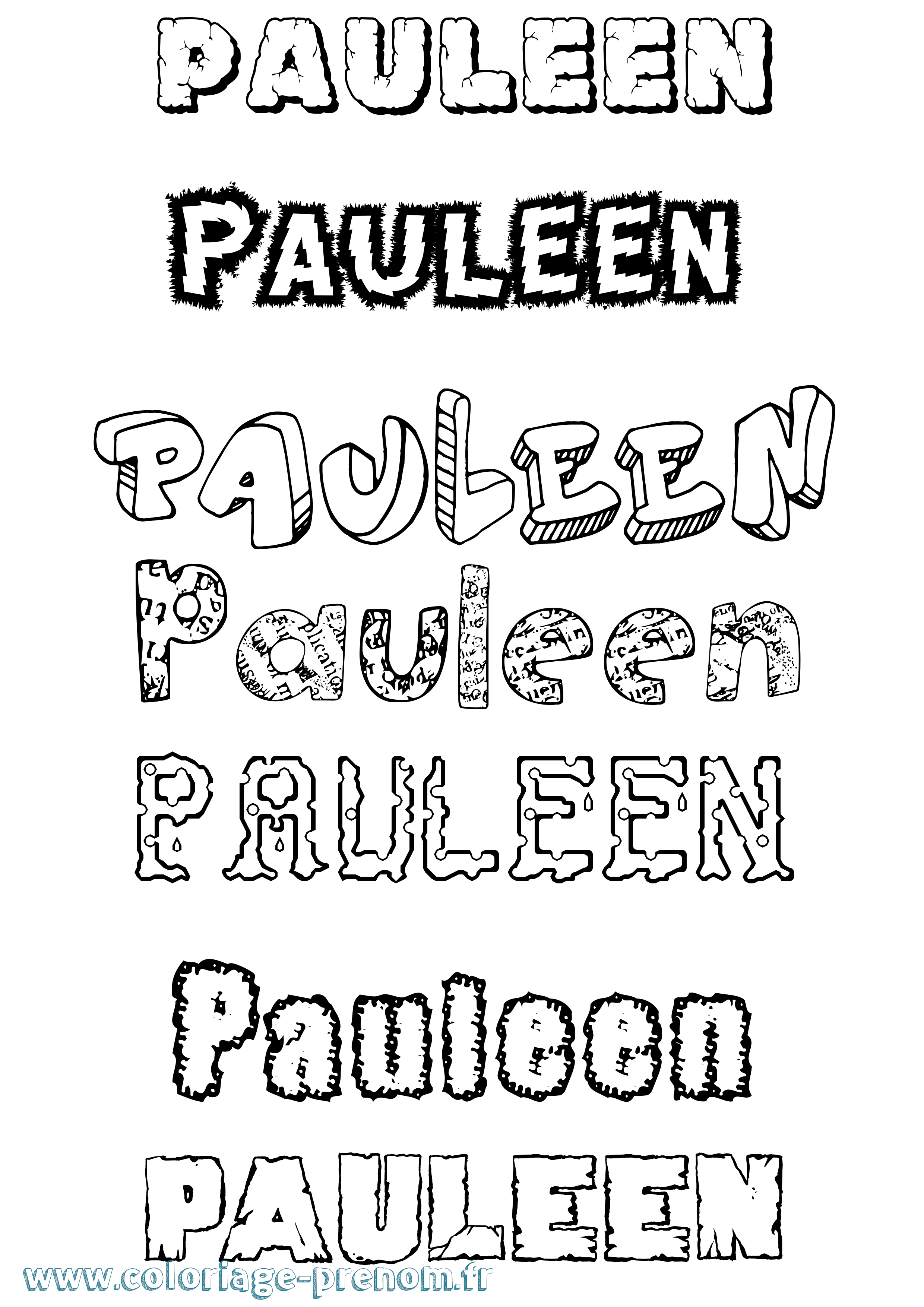 Coloriage Pauleen Destructuré Coloriage prénom Pauleen Destructuré