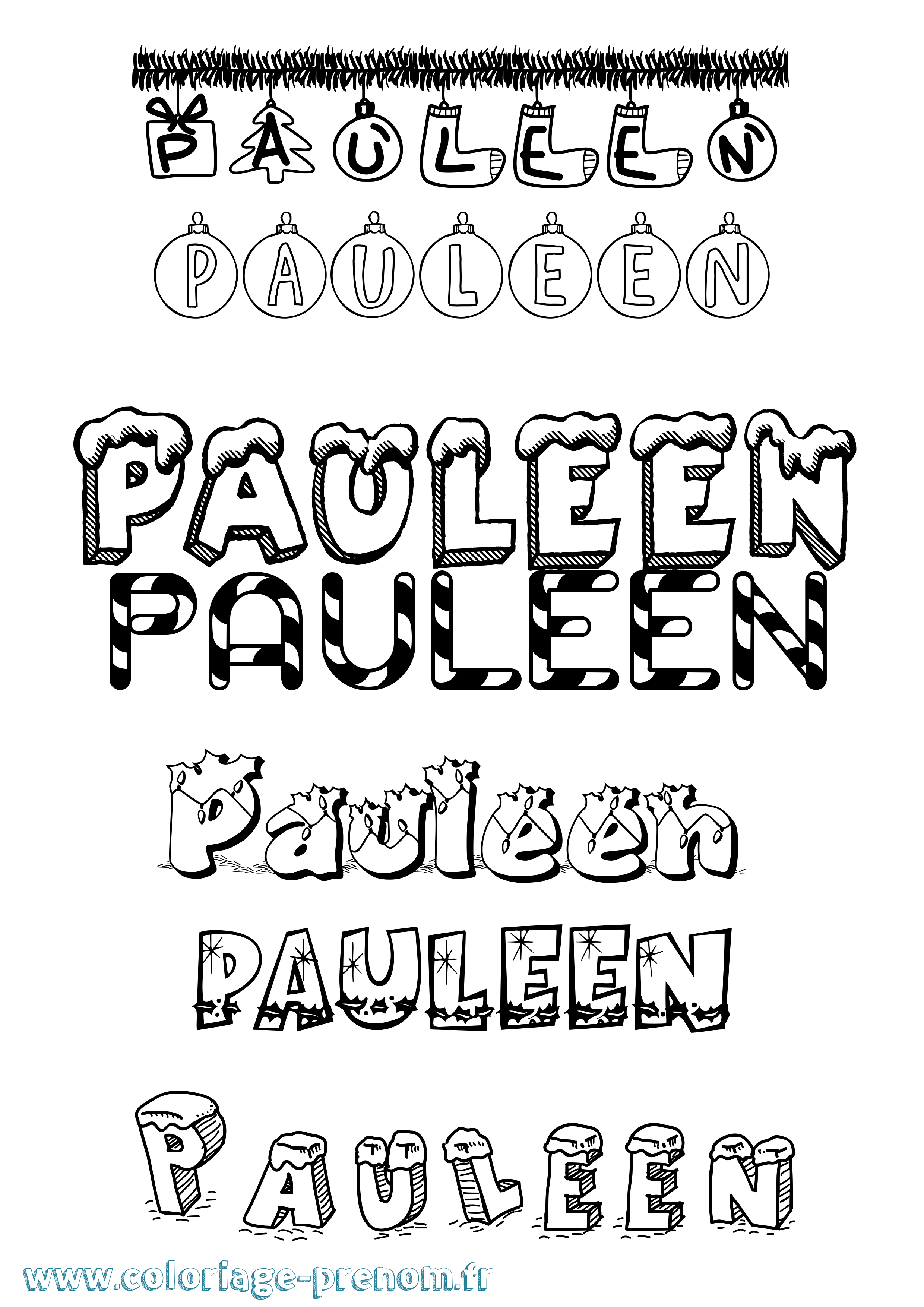 Coloriage Pauleen Noël Coloriage prénom Pauleen Noël