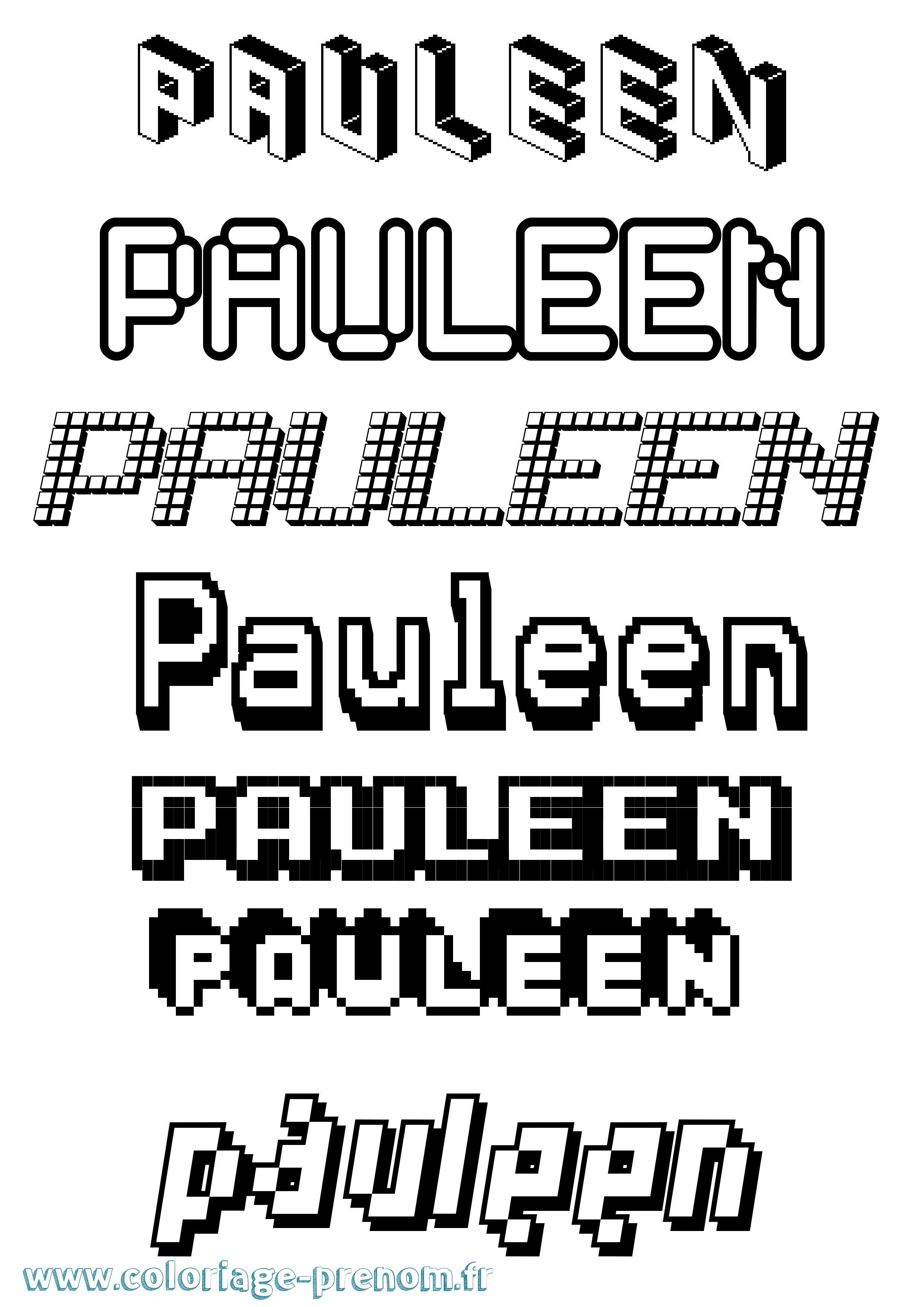 Coloriage Pauleen Pixel Coloriage prénom Pauleen Pixel