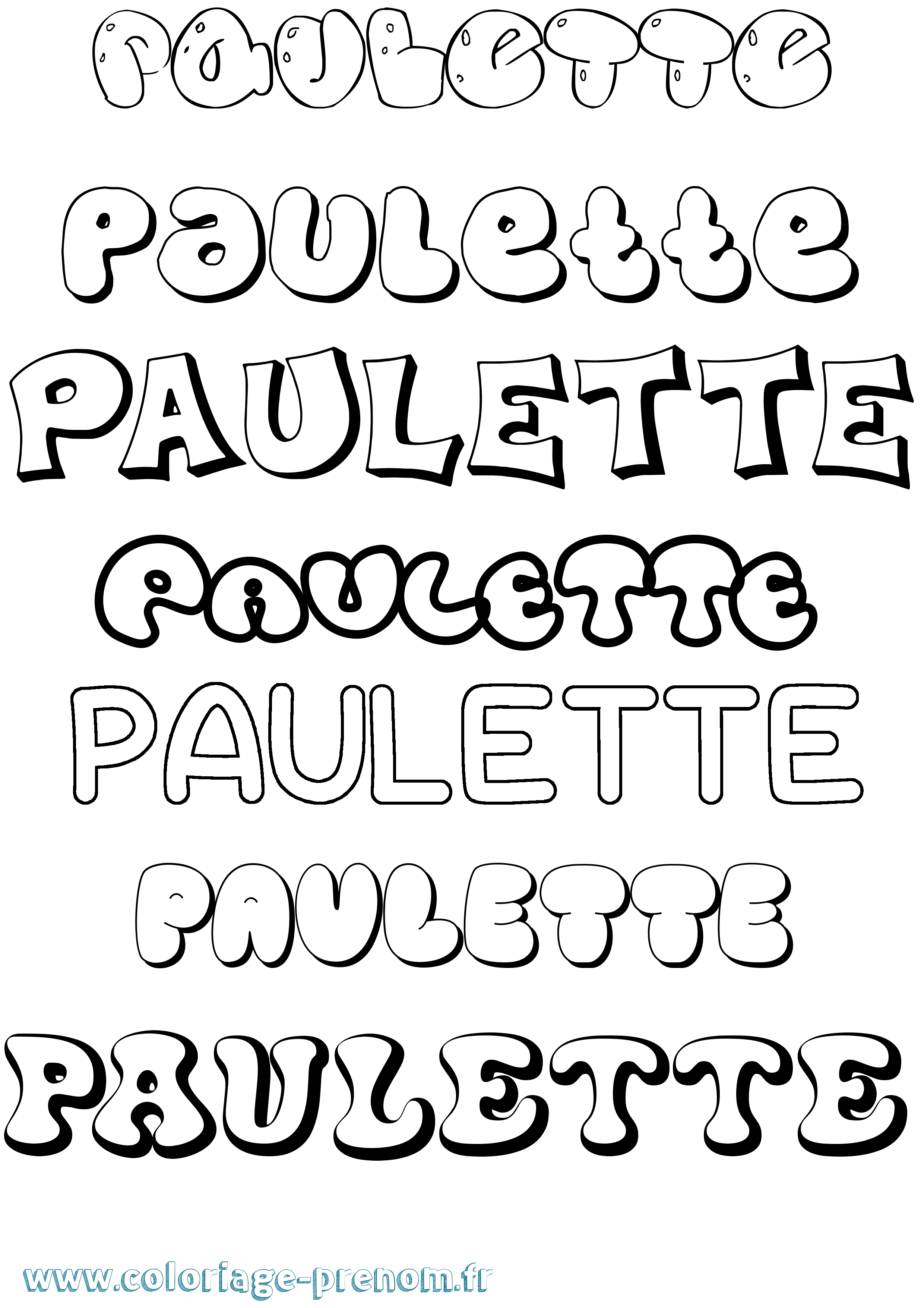 Coloriage Paulette Bubble Coloriage prénom Paulette Bubble