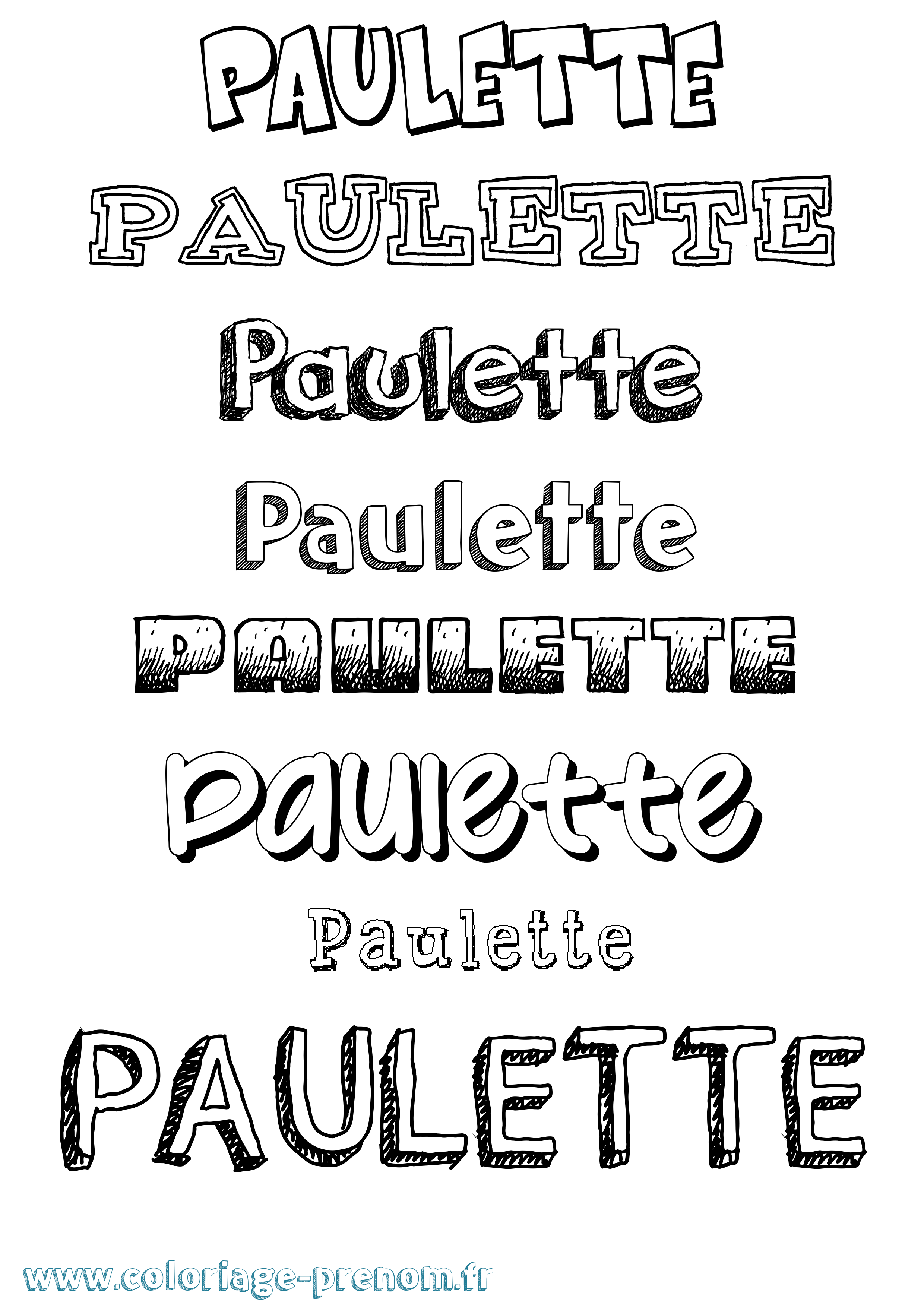 Coloriage Paulette Dessiné Coloriage prénom Paulette Dessiné