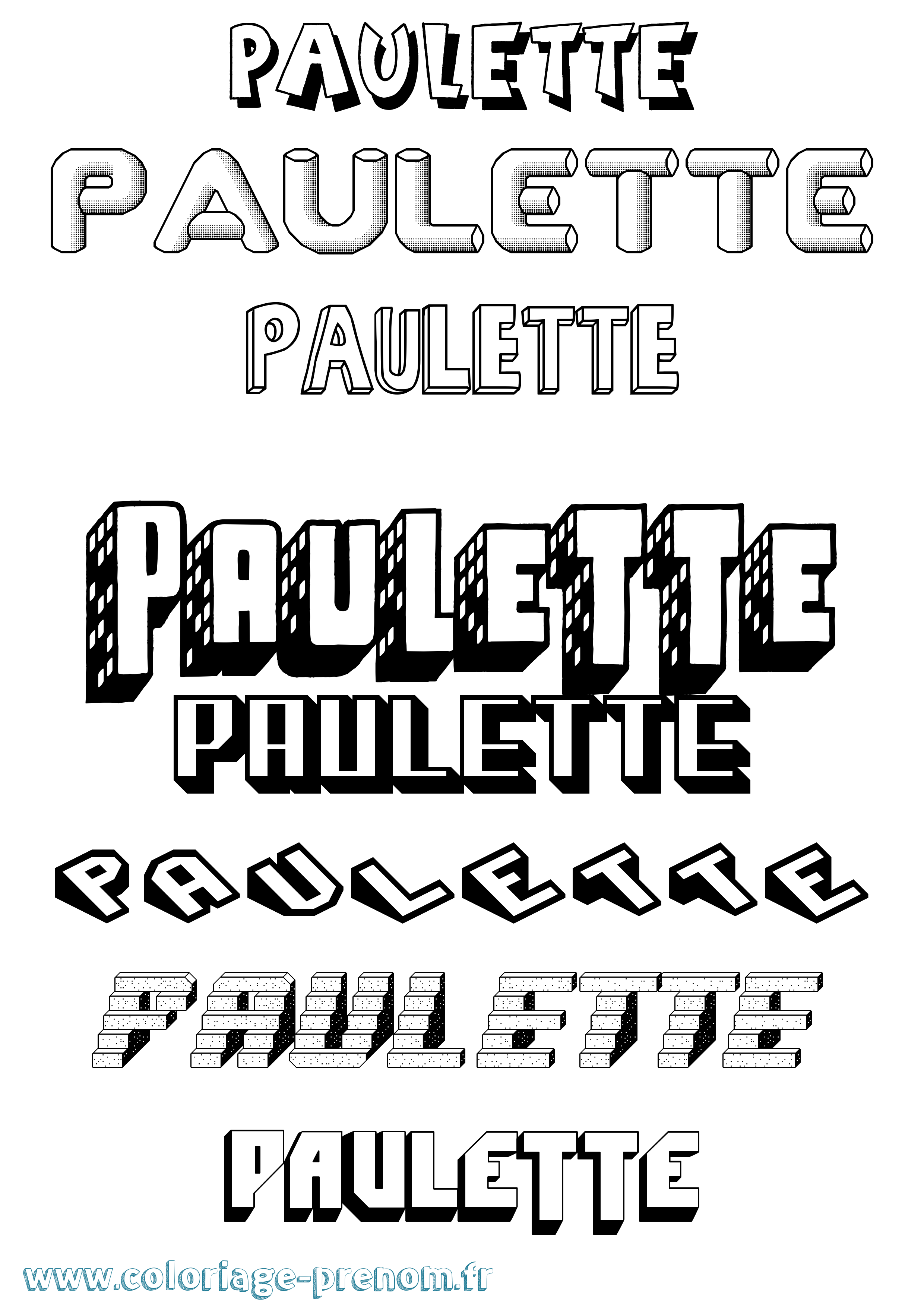 Coloriage Paulette Effet 3D Coloriage prénom Paulette Effet 3D