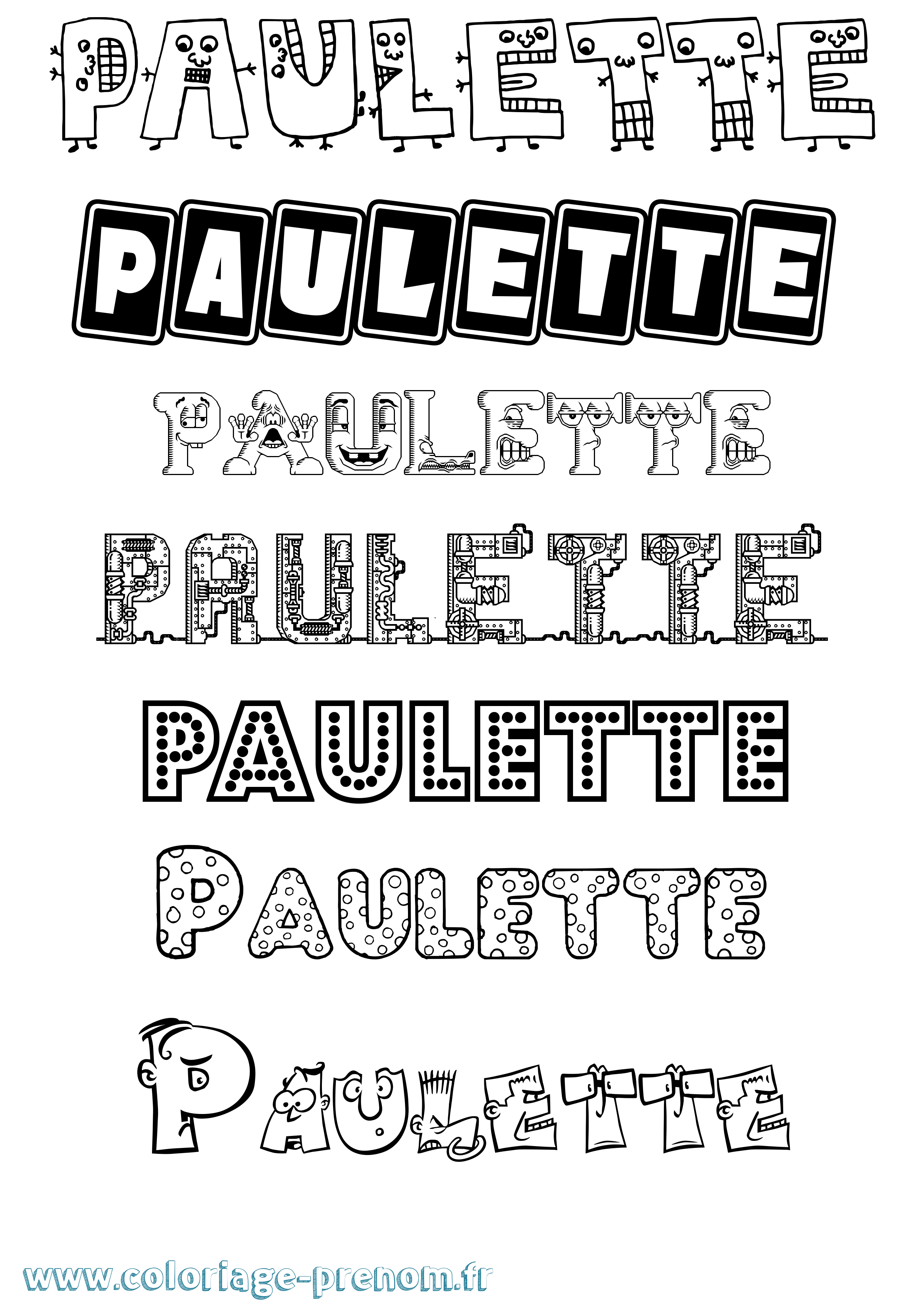 Coloriage Paulette Fun Coloriage prénom Paulette Fun