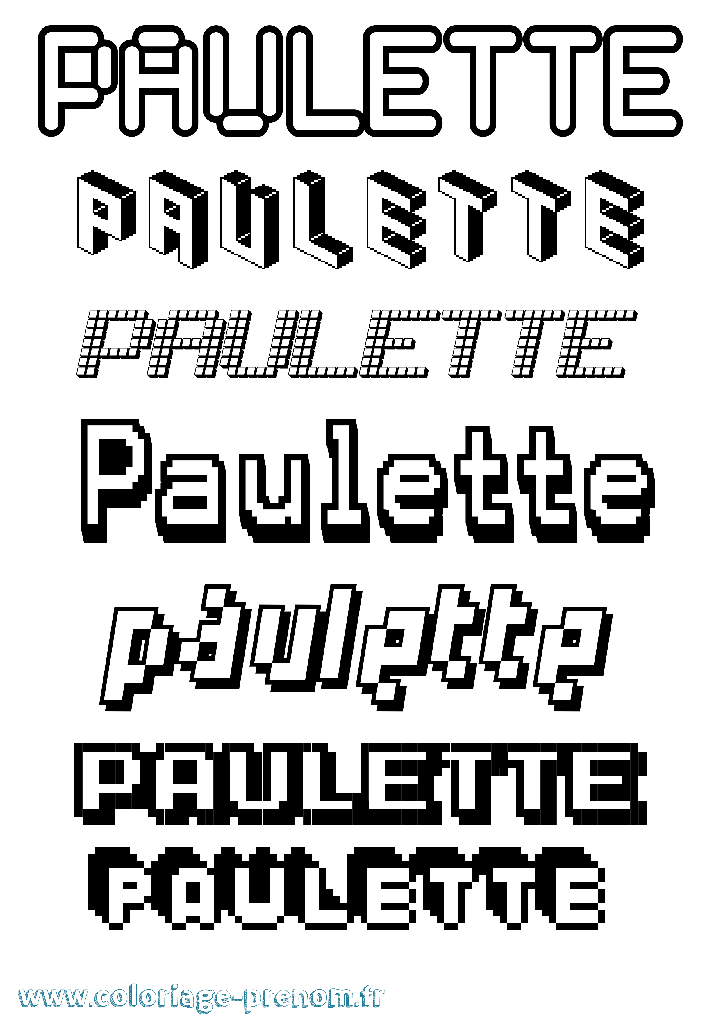 Coloriage Paulette Pixel Coloriage prénom Paulette Pixel