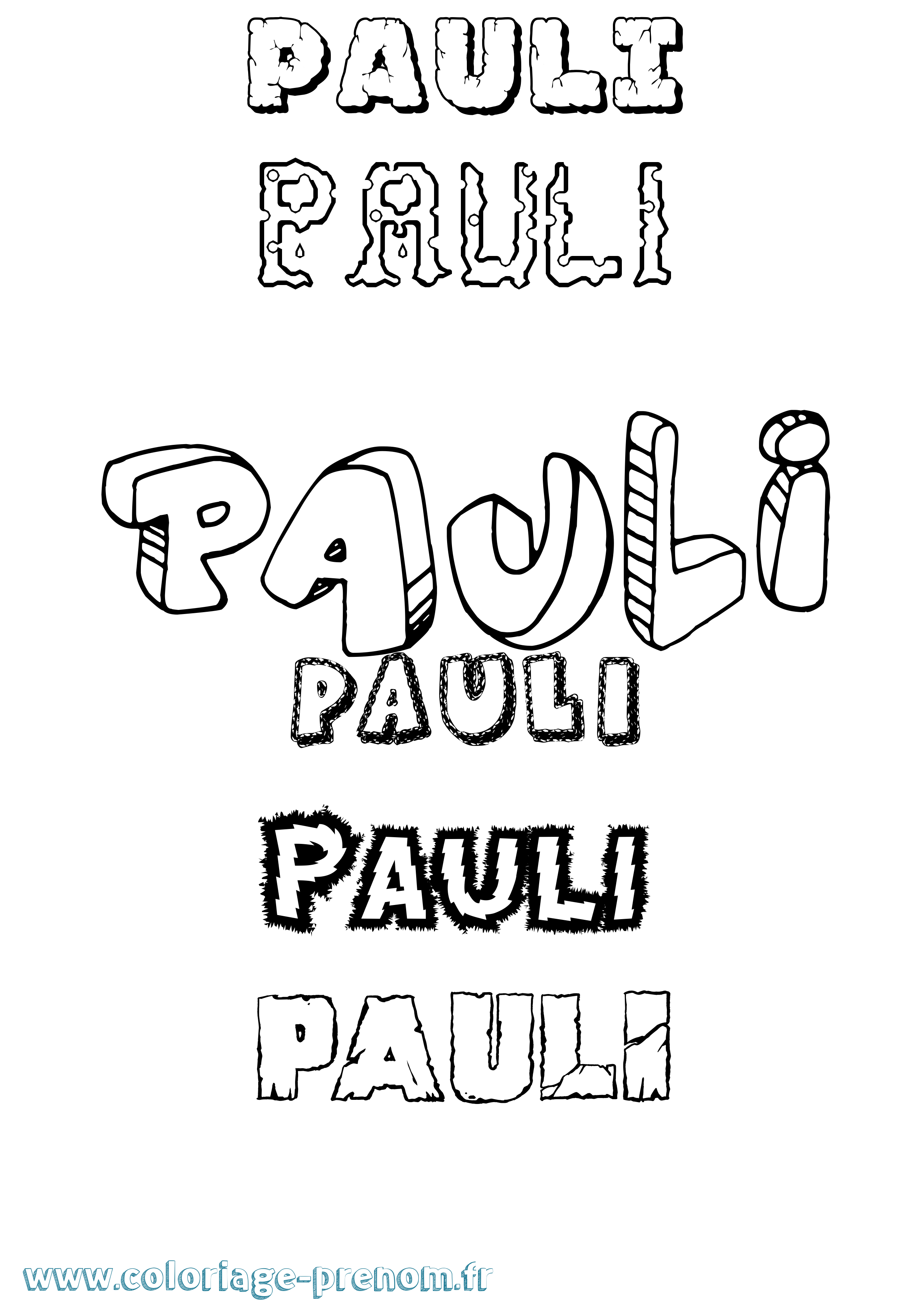 Coloriage Pauli Destructuré Coloriage prénom Pauli Destructuré