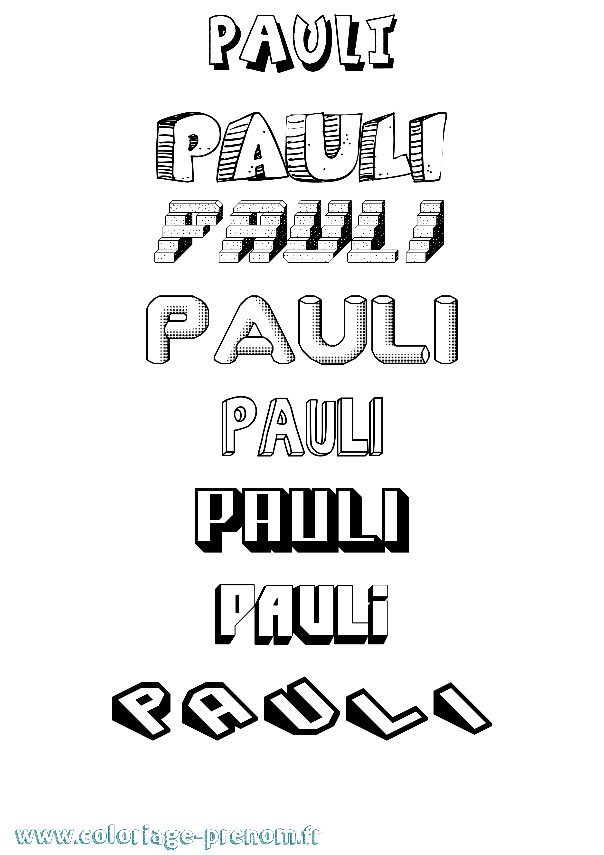 Coloriage Pauli Effet 3D Coloriage prénom Pauli Effet 3D
