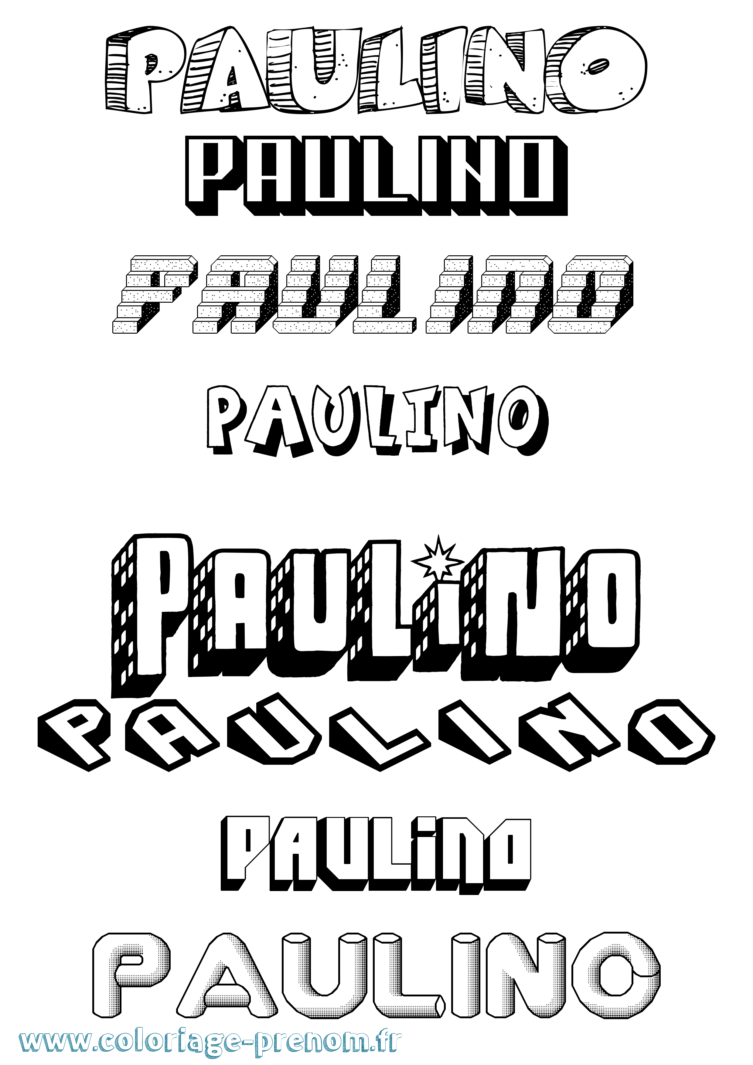 Coloriage Paulino Effet 3D Coloriage prénom Paulino Effet 3D