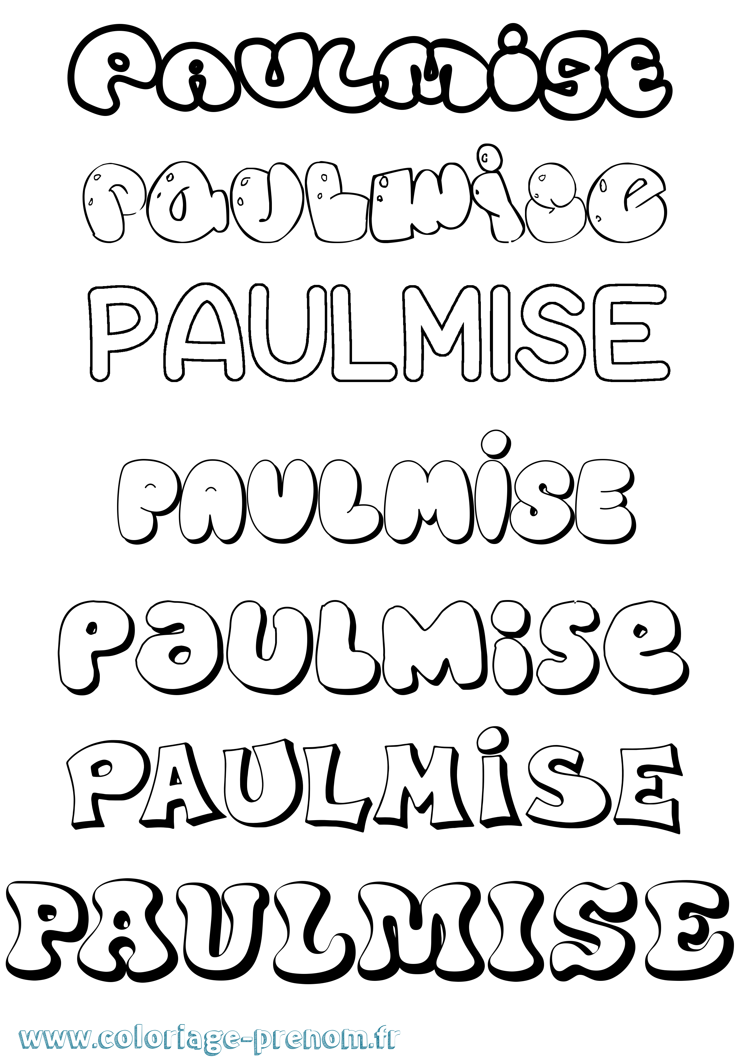 Coloriage Paulmise Bubble Coloriage prénom Paulmise Bubble