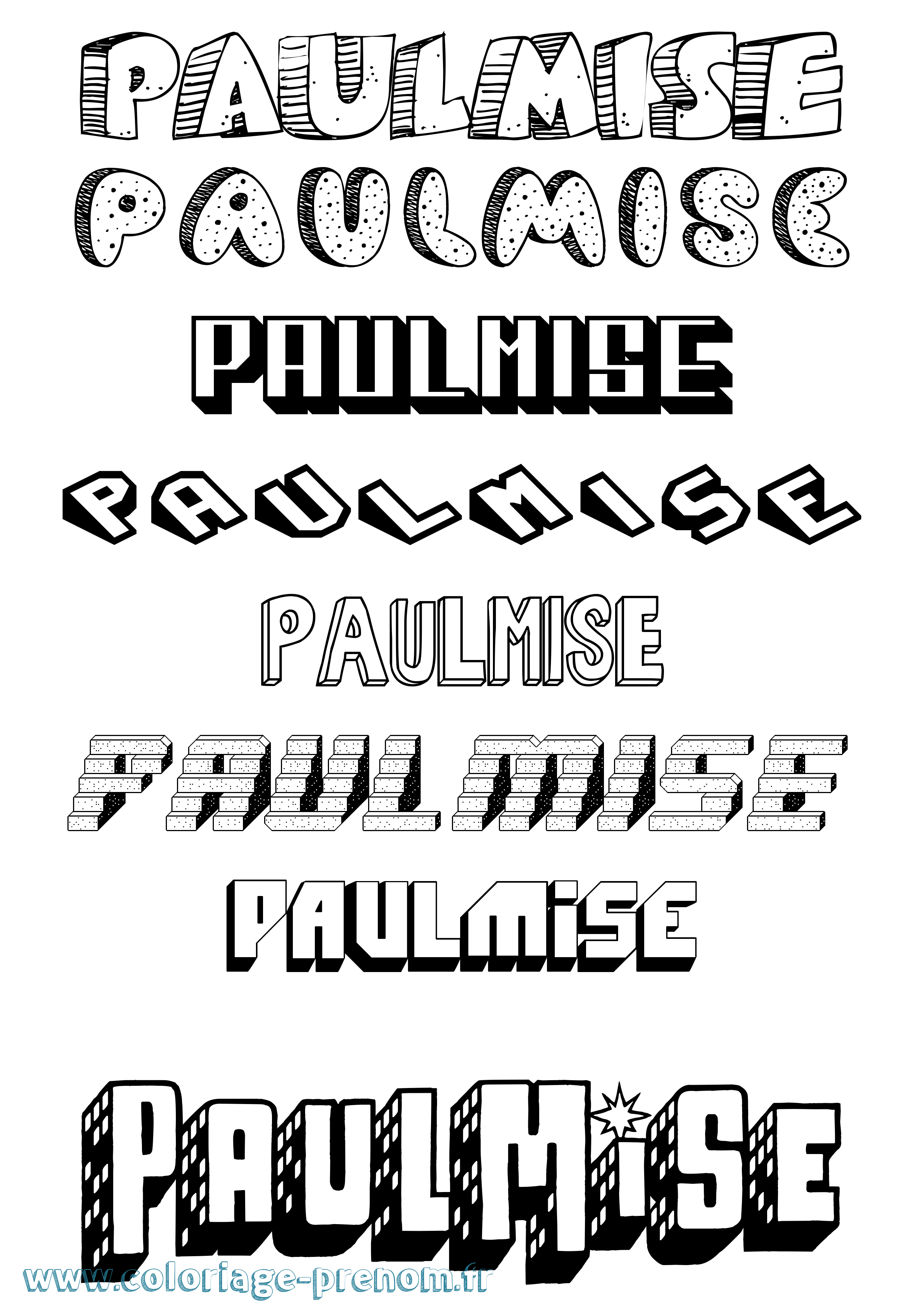 Coloriage Paulmise Effet 3D Coloriage prénom Paulmise Effet 3D