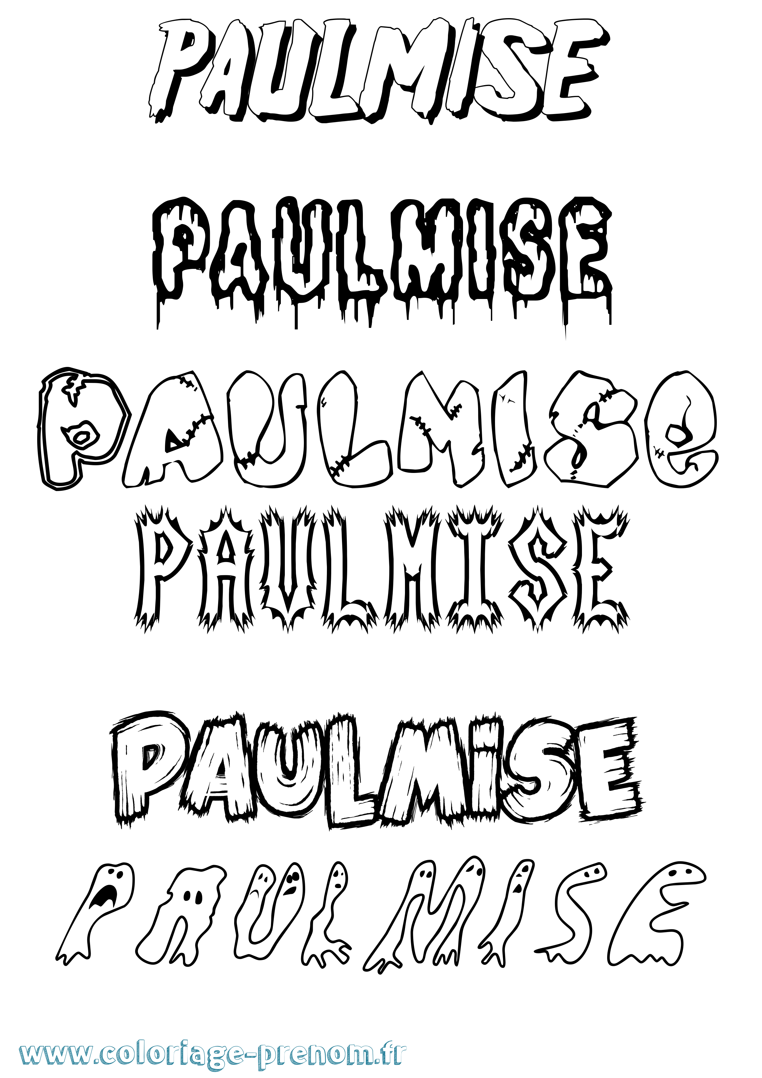 Coloriage Paulmise Frisson Coloriage prénom Paulmise Frisson