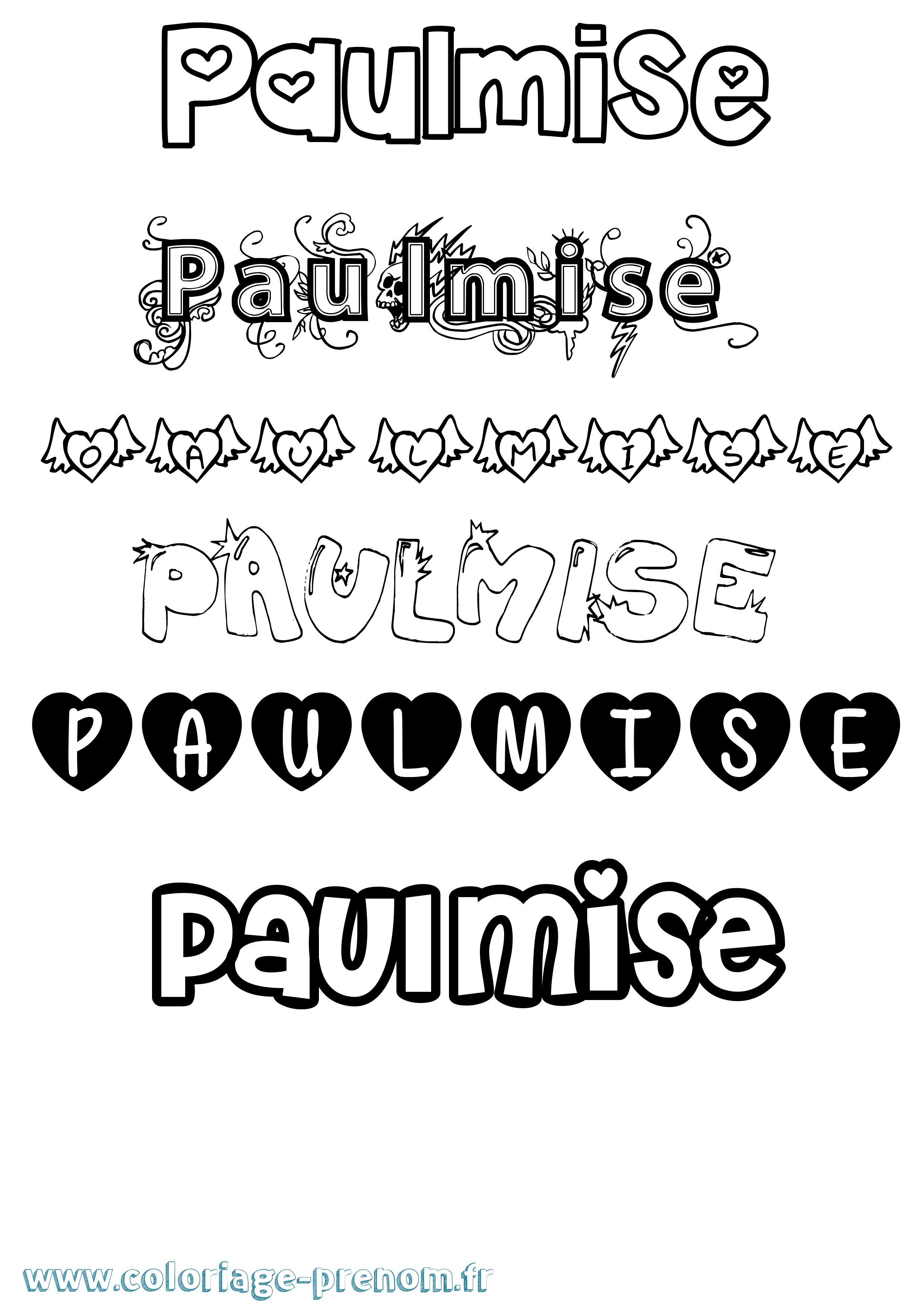 Coloriage Paulmise Girly Coloriage prénom Paulmise Girly