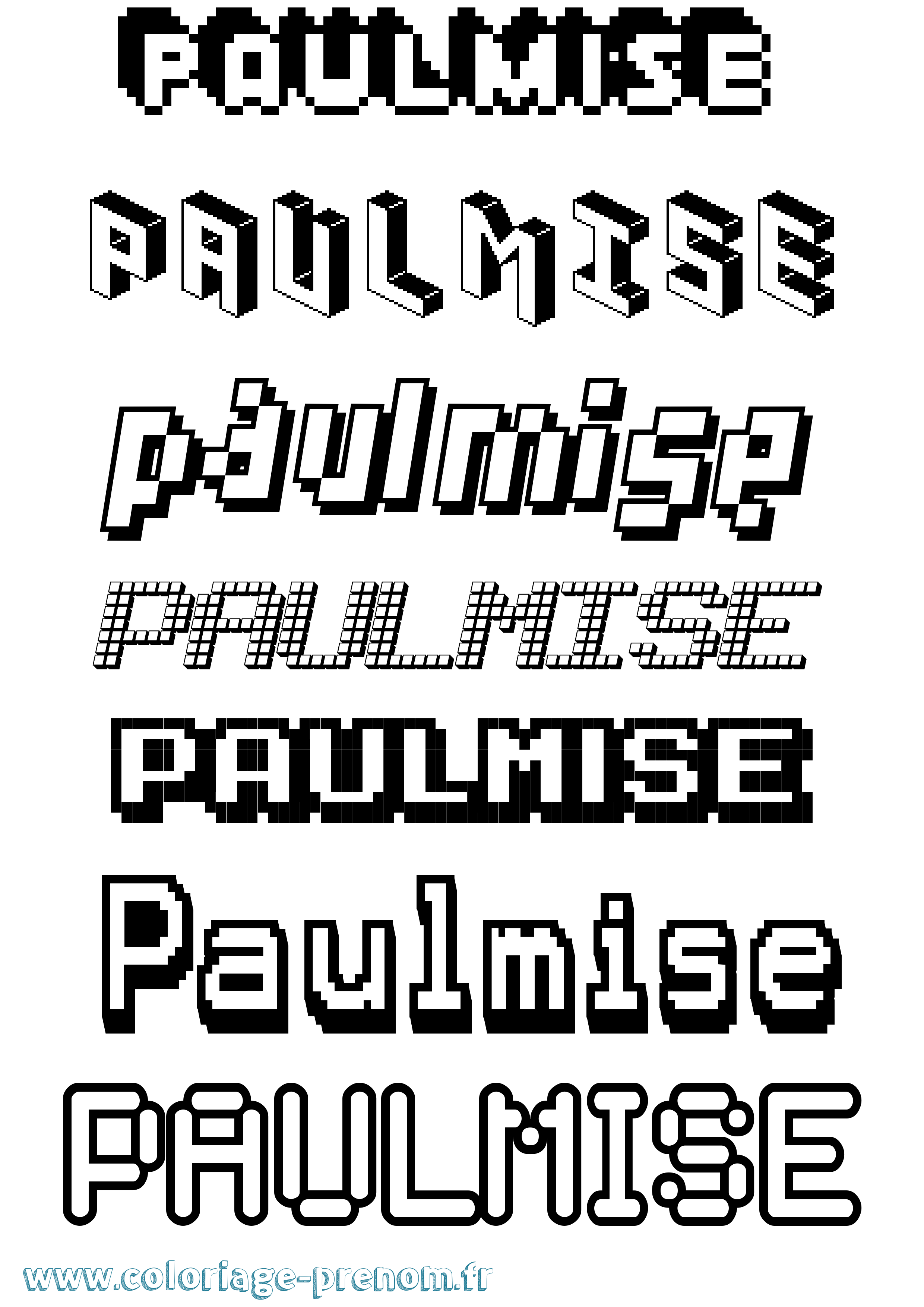 Coloriage Paulmise Pixel Coloriage prénom Paulmise Pixel