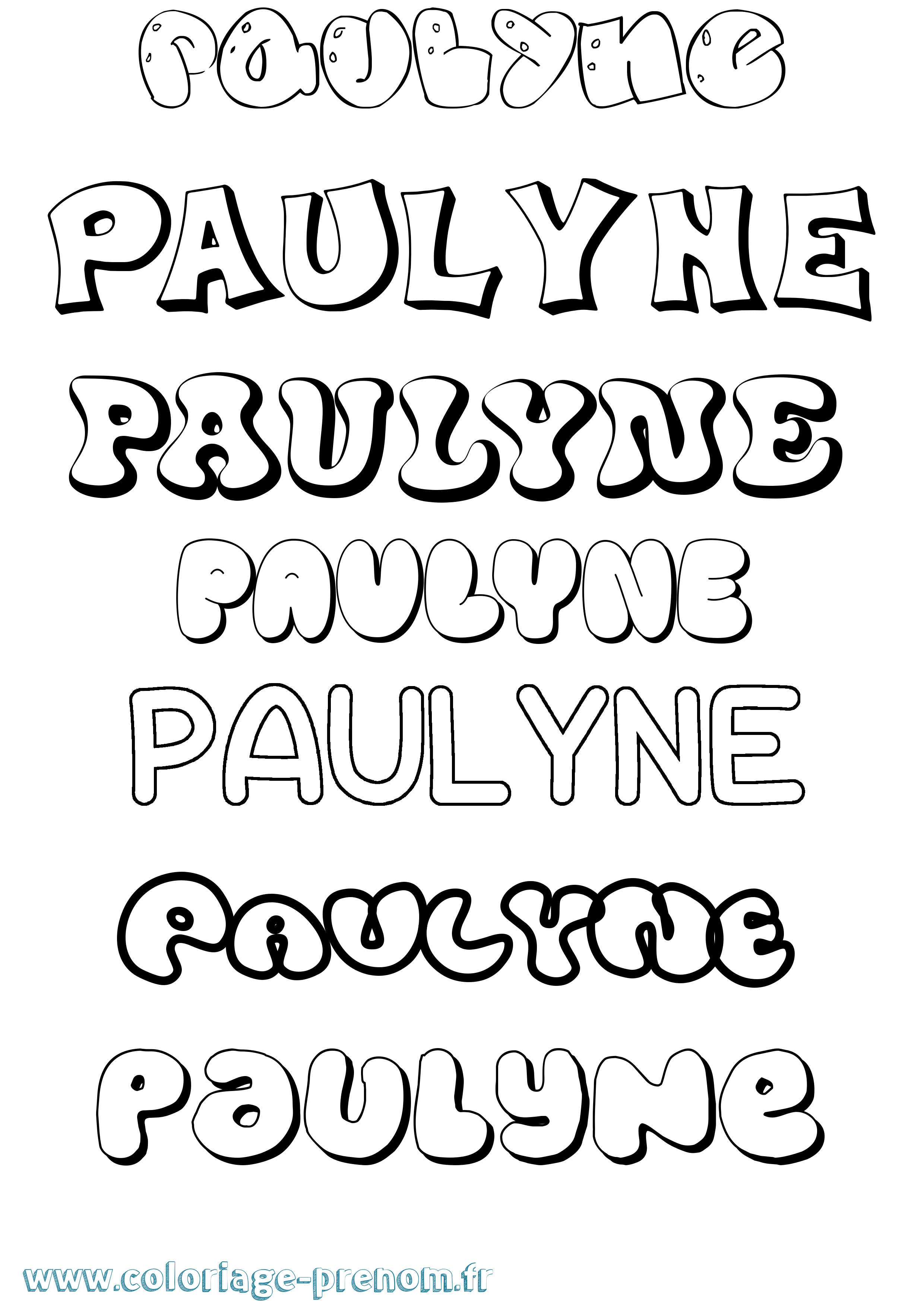 Coloriage Paulyne Bubble Coloriage prénom Paulyne Bubble
