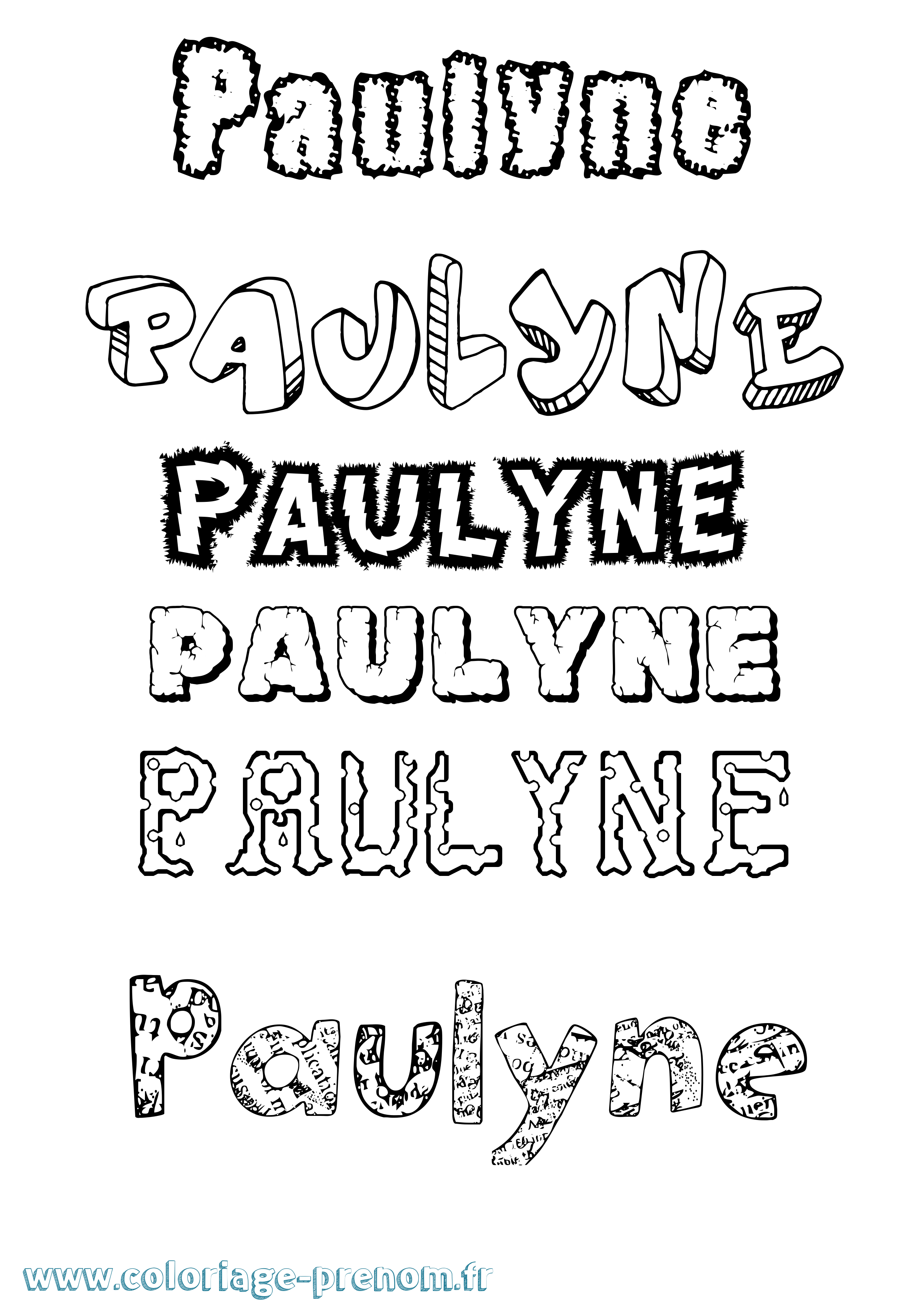 Coloriage Paulyne Destructuré Coloriage prénom Paulyne Destructuré