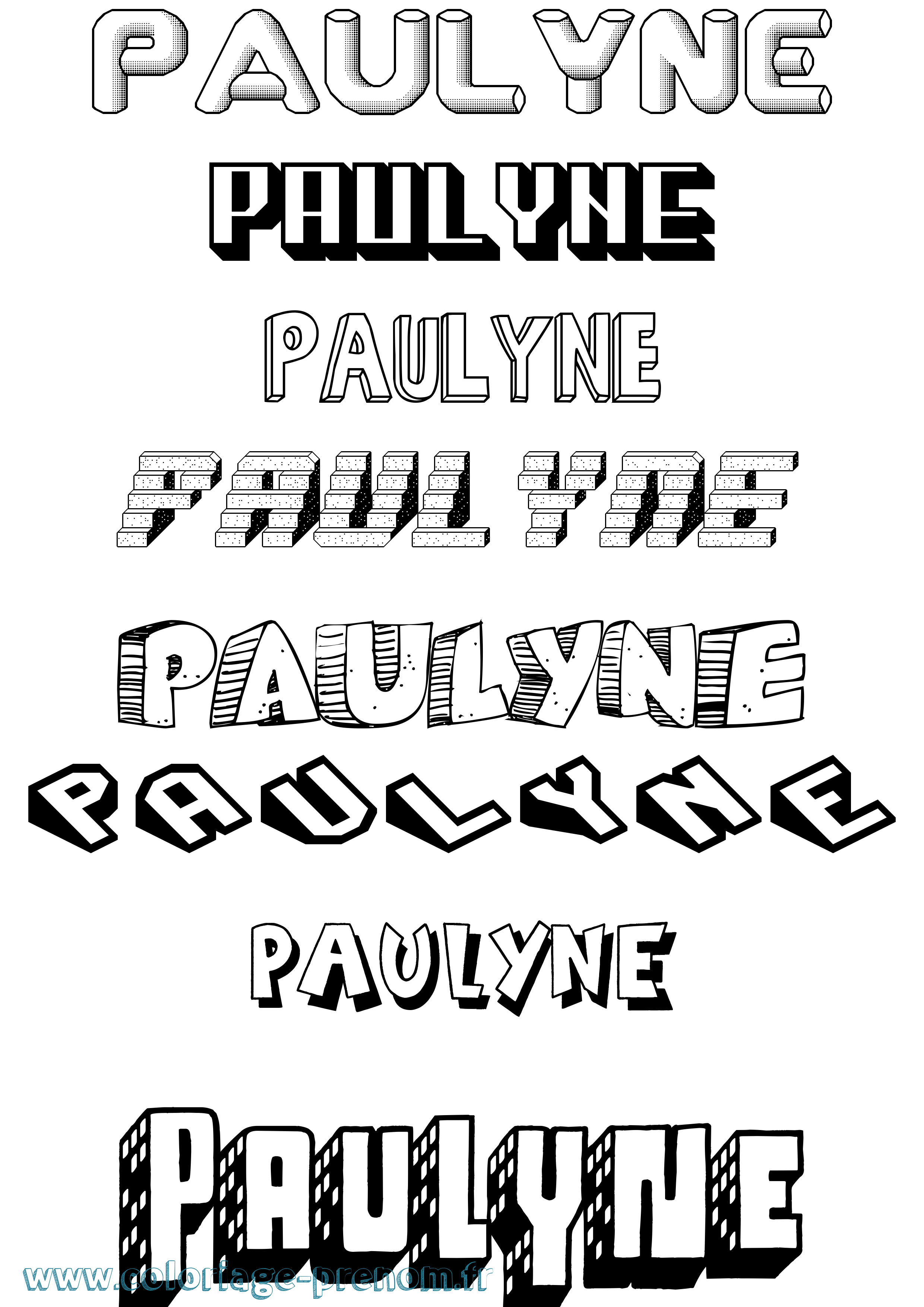 Coloriage Paulyne Effet 3D Coloriage prénom Paulyne Effet 3D