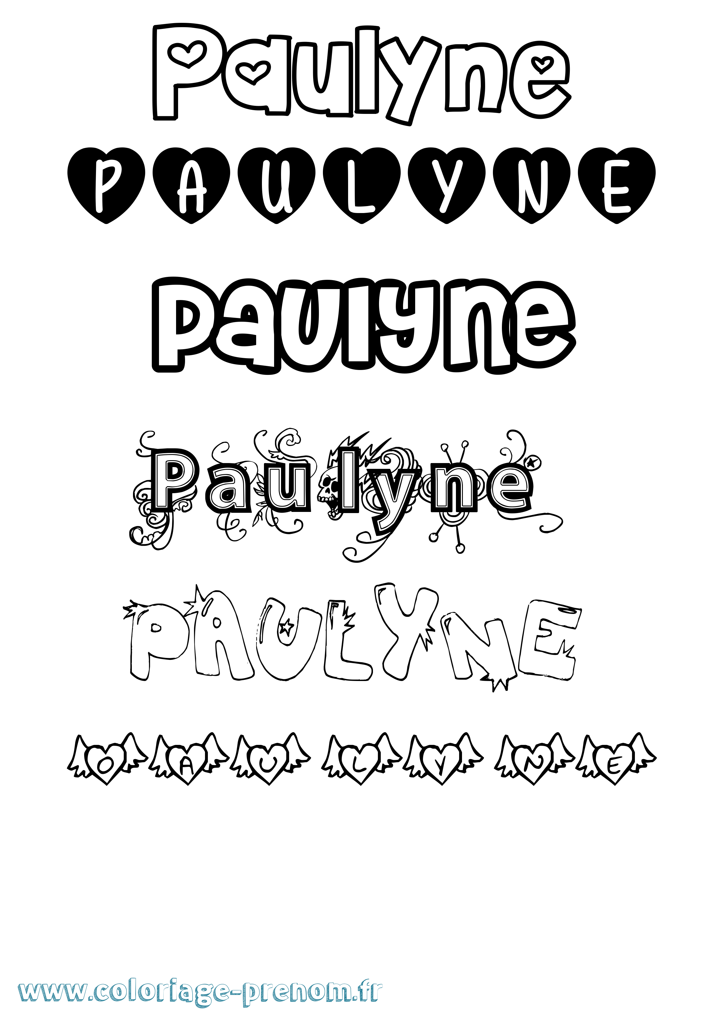 Coloriage Paulyne Girly Coloriage prénom Paulyne Girly