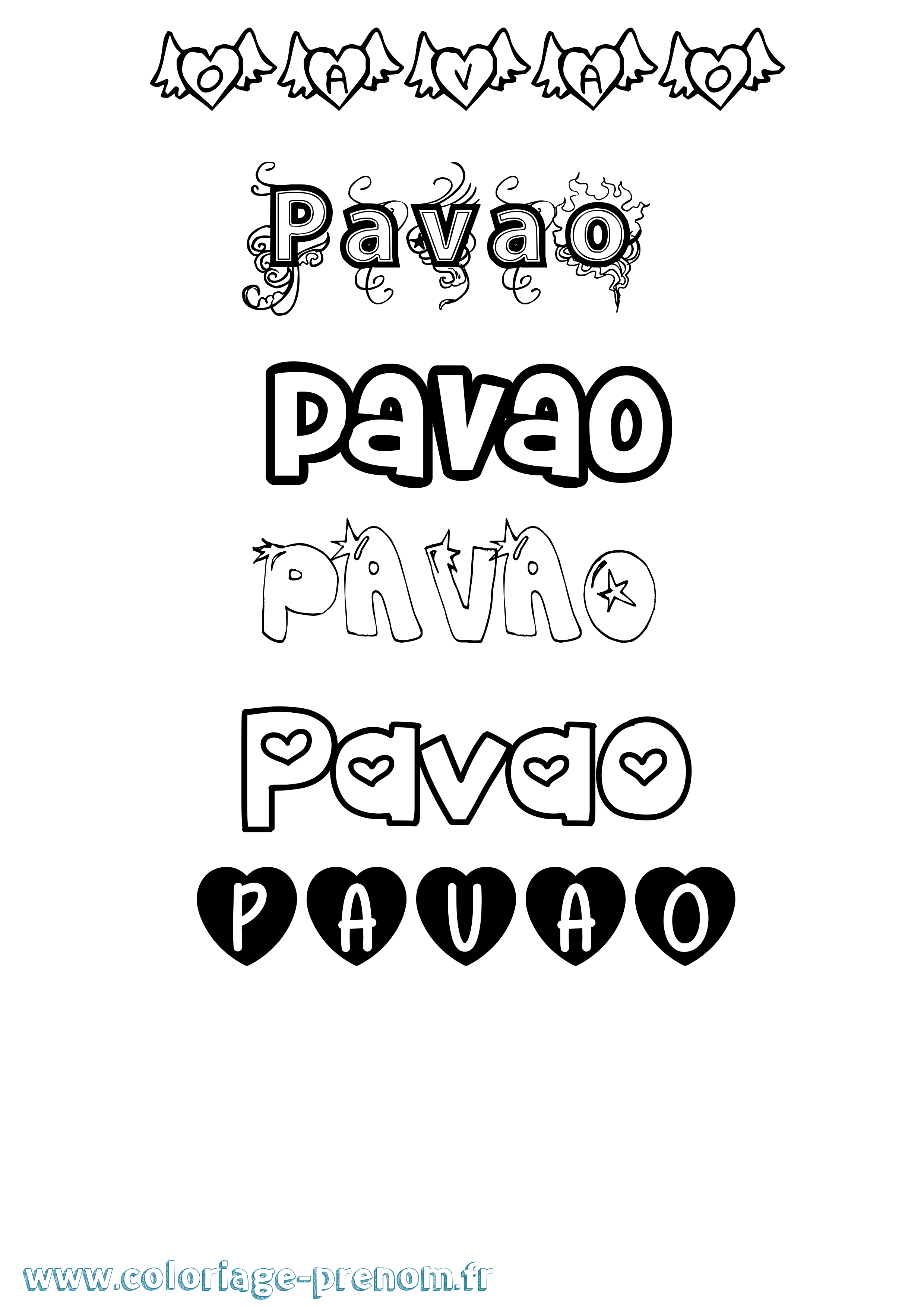 Coloriage Pavao Girly Coloriage prénom Pavao Girly