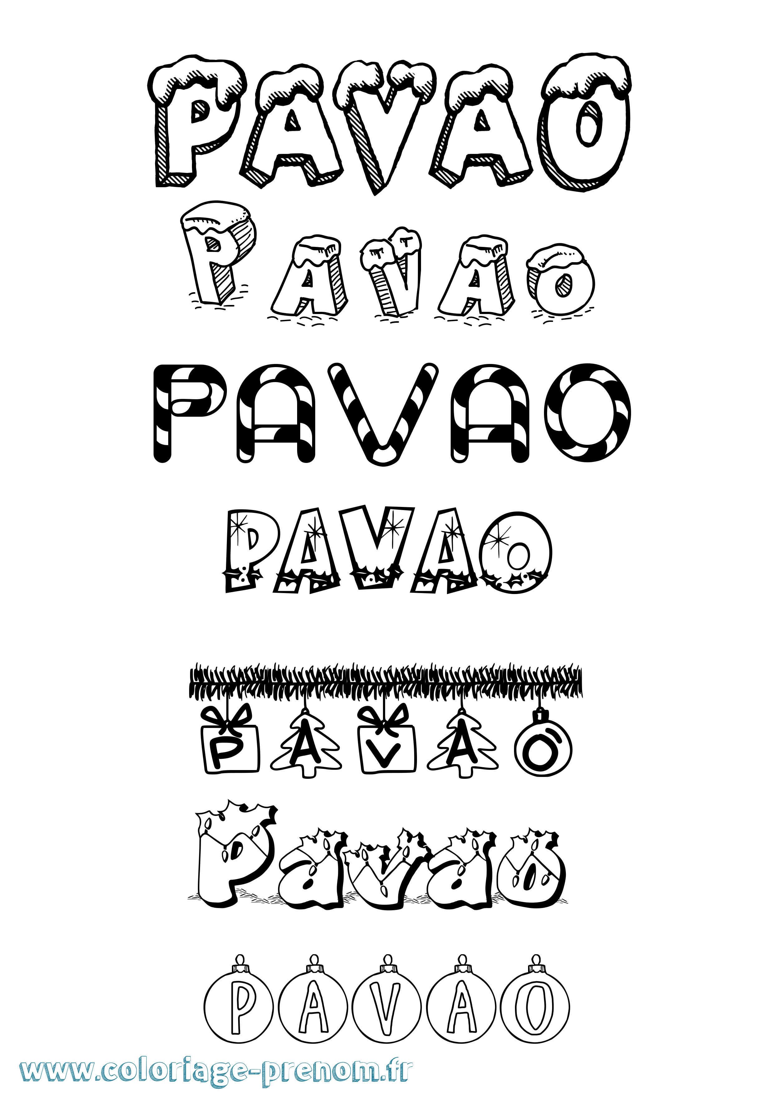 Coloriage Pavao Noël Coloriage prénom Pavao Noël