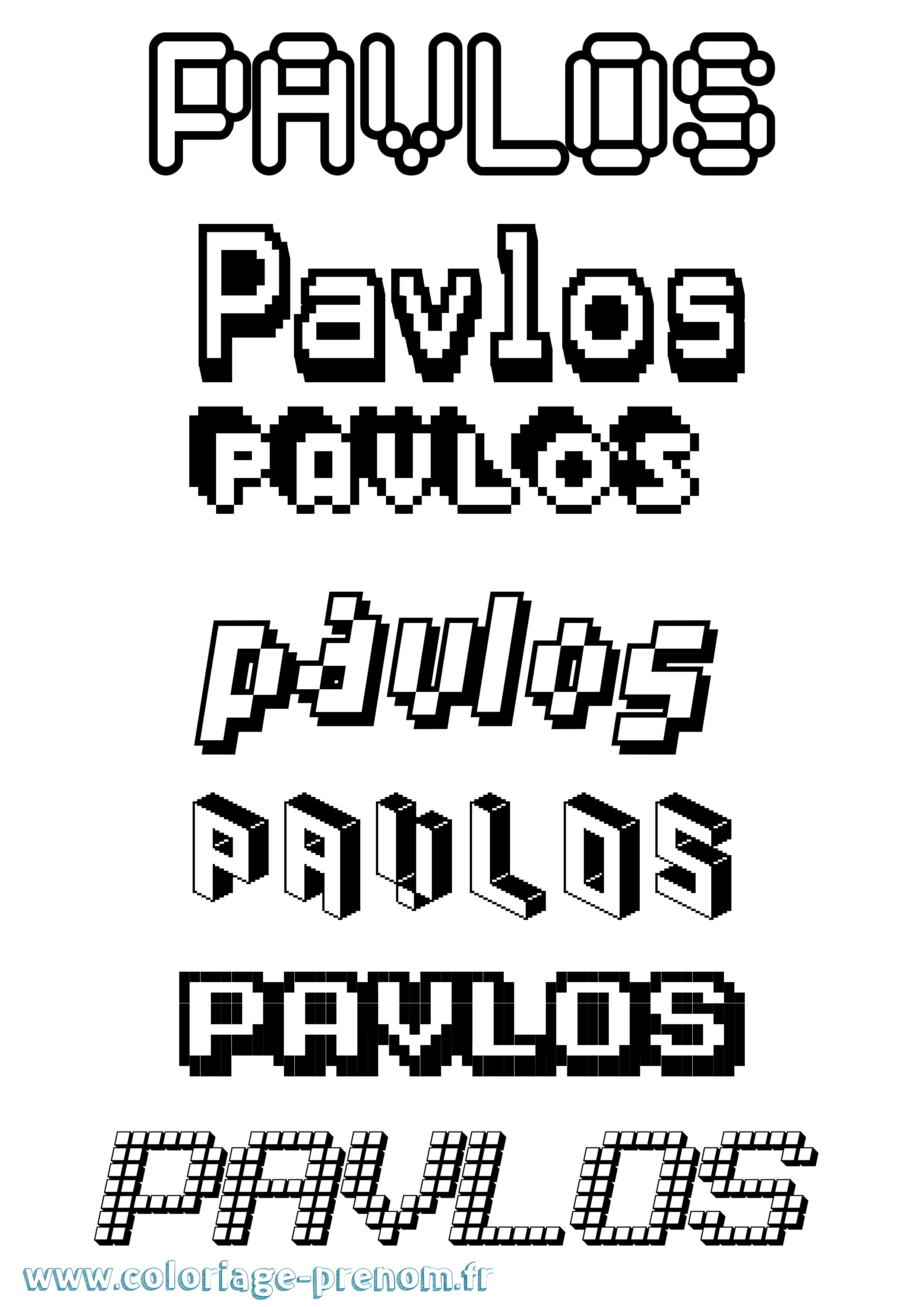 Coloriage Pavlos Pixel Coloriage prénom Pavlos Pixel