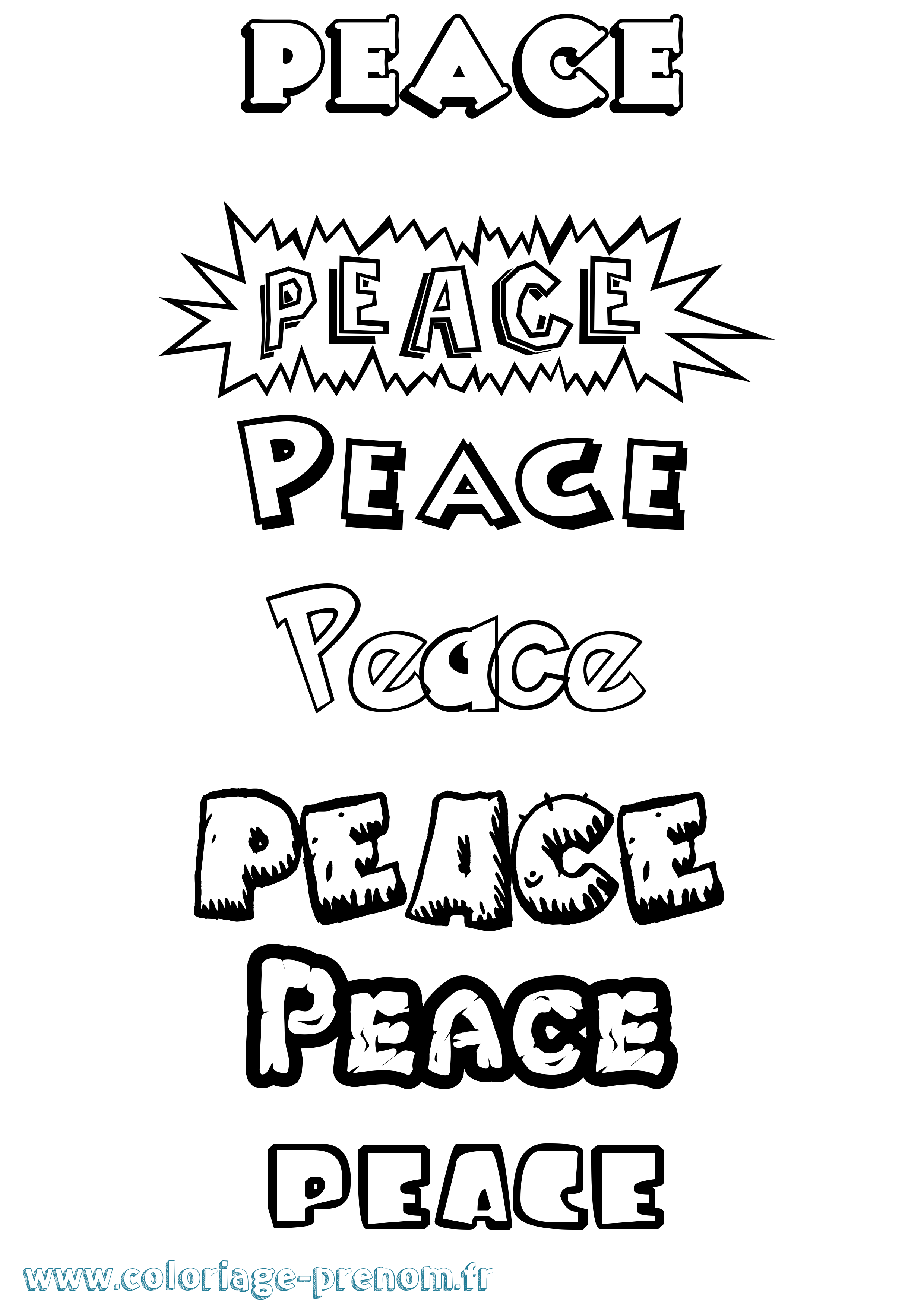Coloriage Peace Dessin Animé Coloriage prénom Peace Dessin Animé